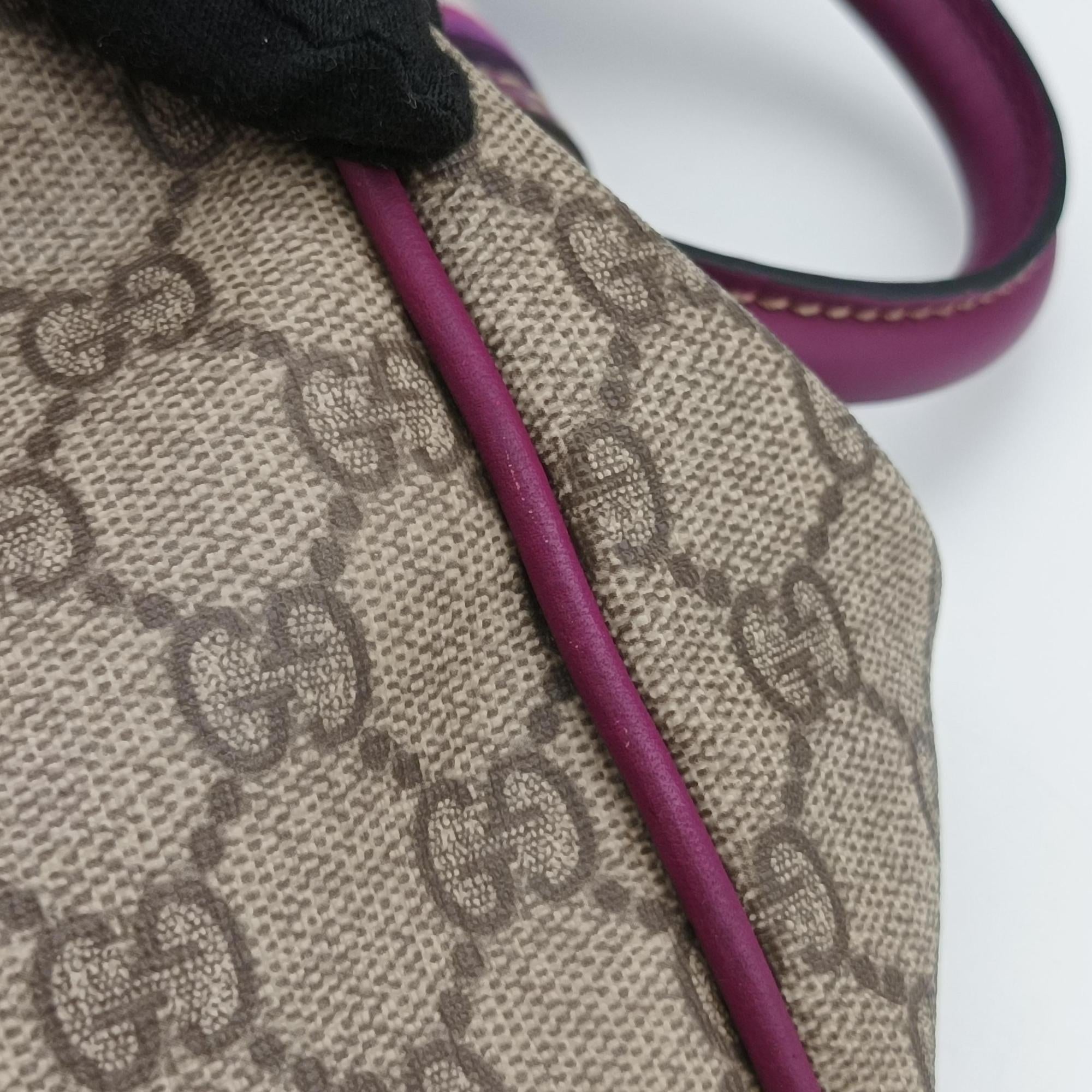 Pre-owned Gucci Web Joy GG Supreme beige×purple PVC coated canvas 189895 handbag | stylenewstar