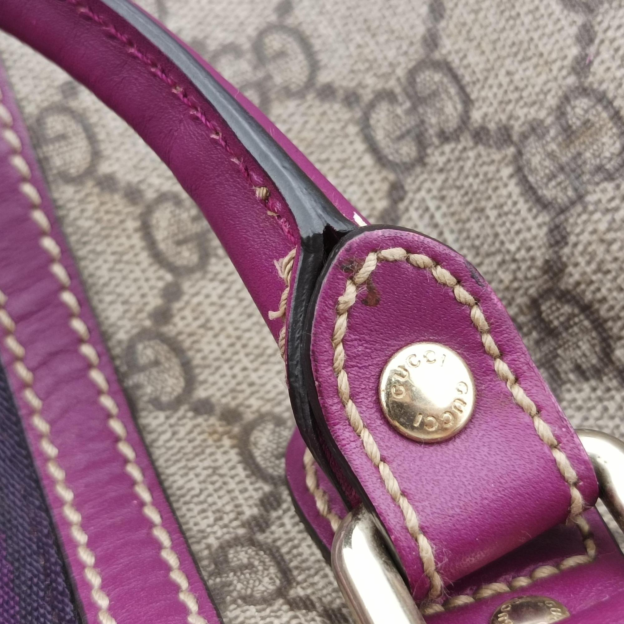 Pre-owned Gucci Web Joy GG Supreme beige×purple PVC coated canvas 189895 handbag | stylenewstar