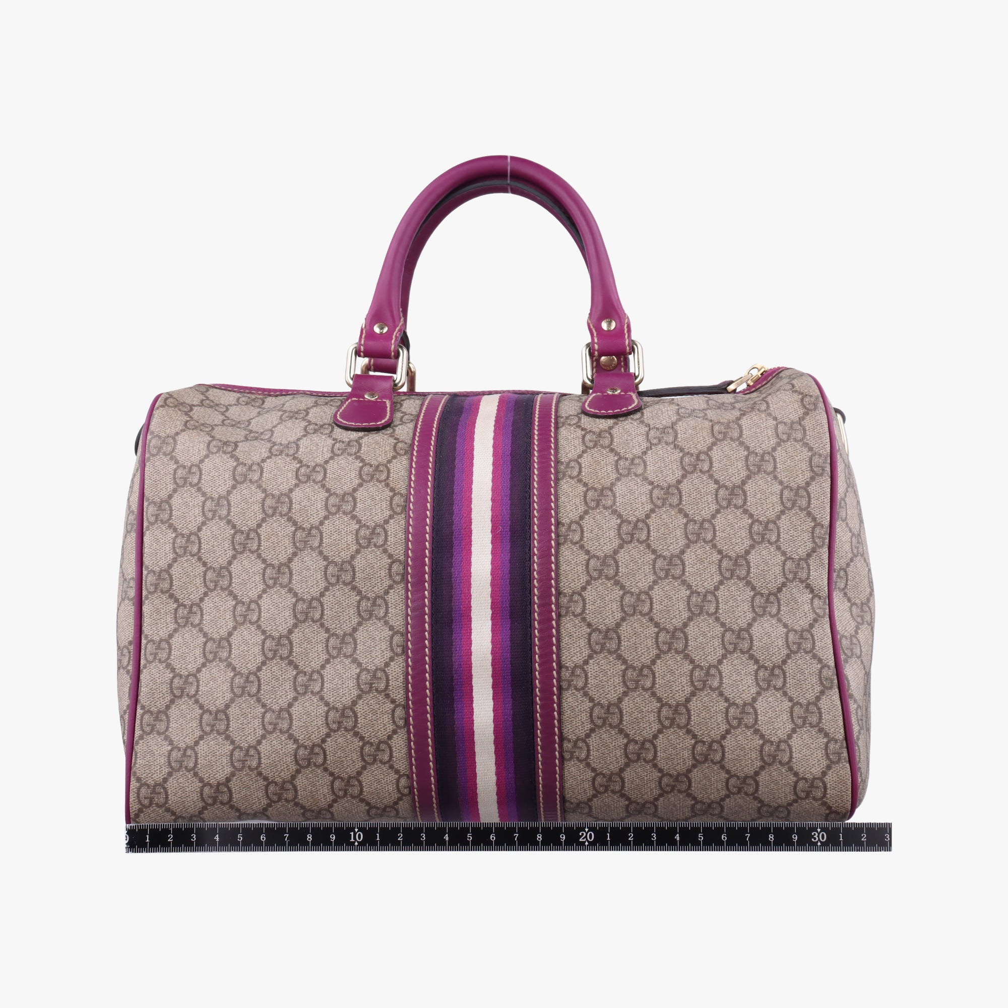 Pre-owned Gucci Web Joy GG Supreme beige×purple PVC coated canvas 189895 handbag | stylenewstar