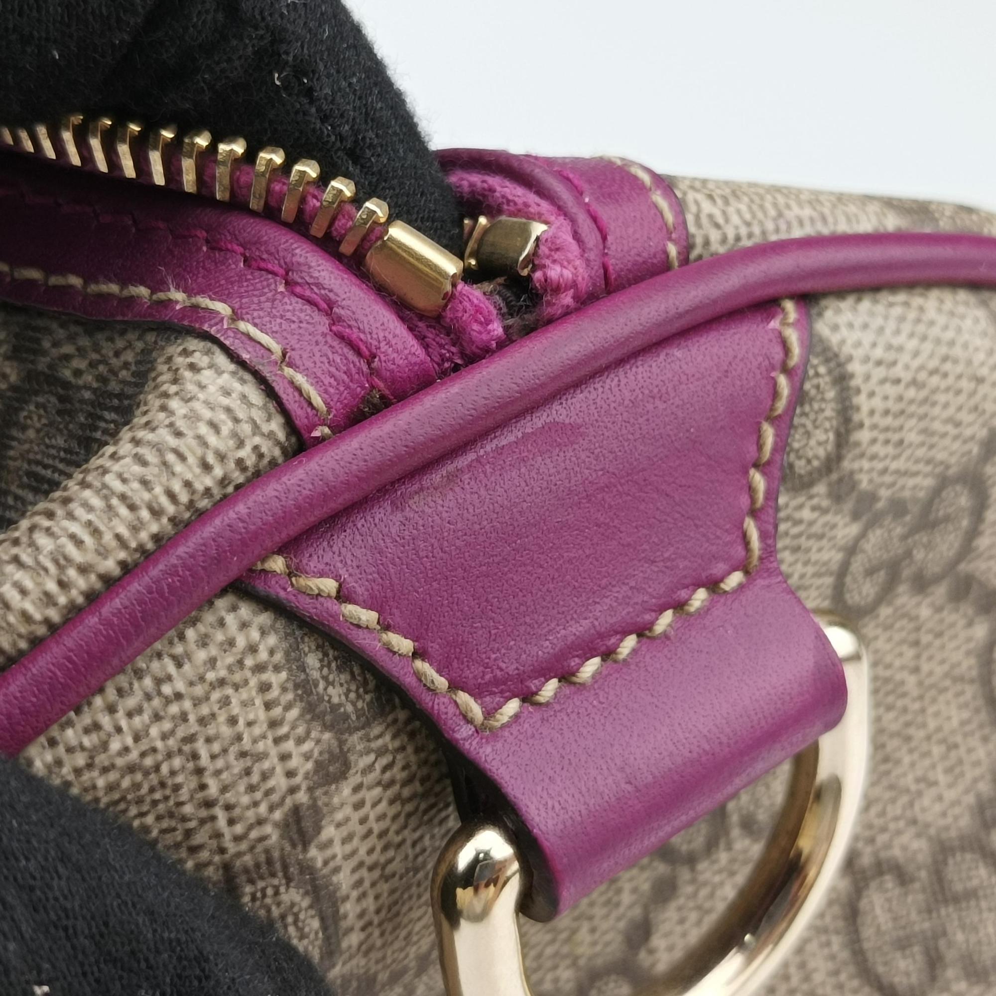 Pre-owned Gucci Web Joy GG Supreme beige×purple PVC coated canvas 189895 handbag | stylenewstar