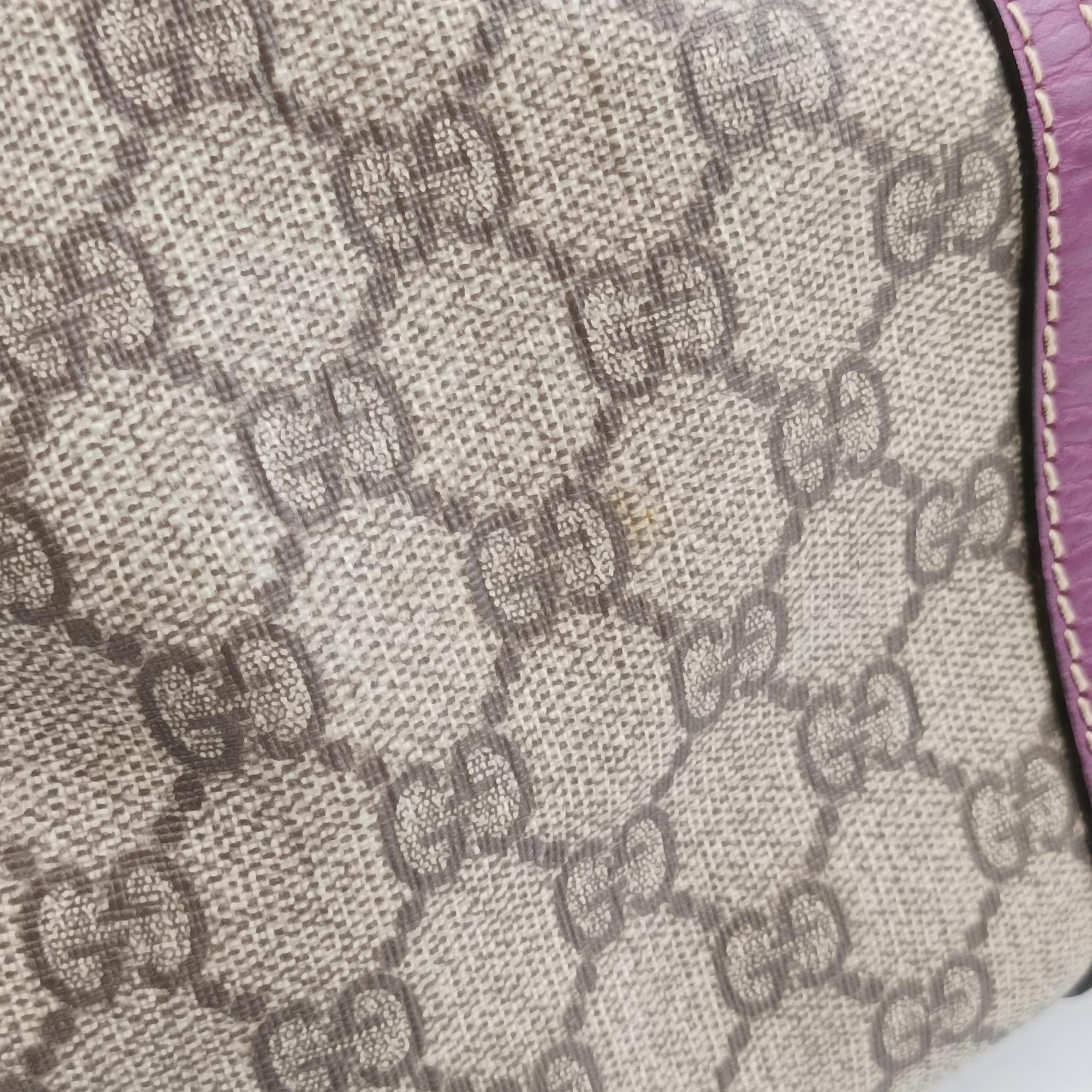 Pre-owned Gucci Web Joy GG Supreme beige×purple PVC coated canvas 189895 handbag | stylenewstar
