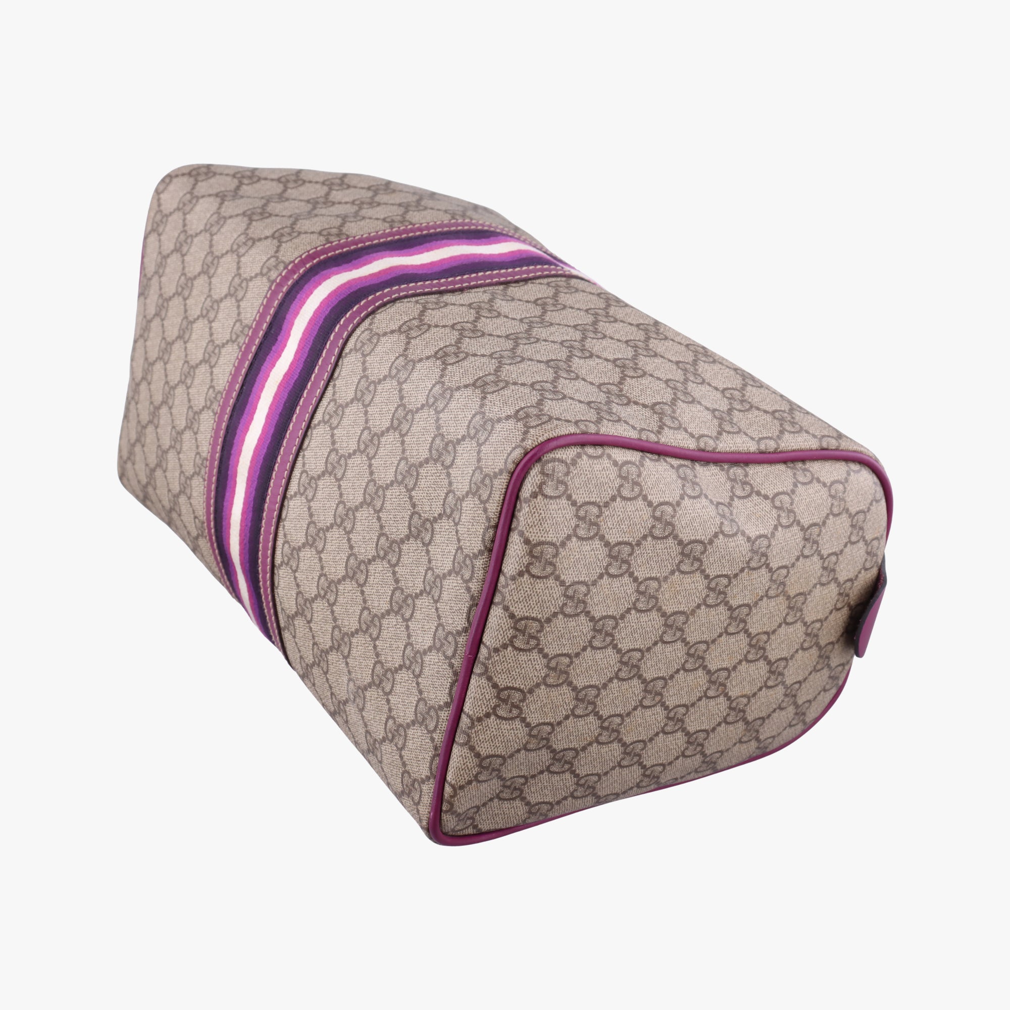 Pre-owned Gucci Web Joy GG Supreme beige×purple PVC coated canvas 189895 handbag | stylenewstar