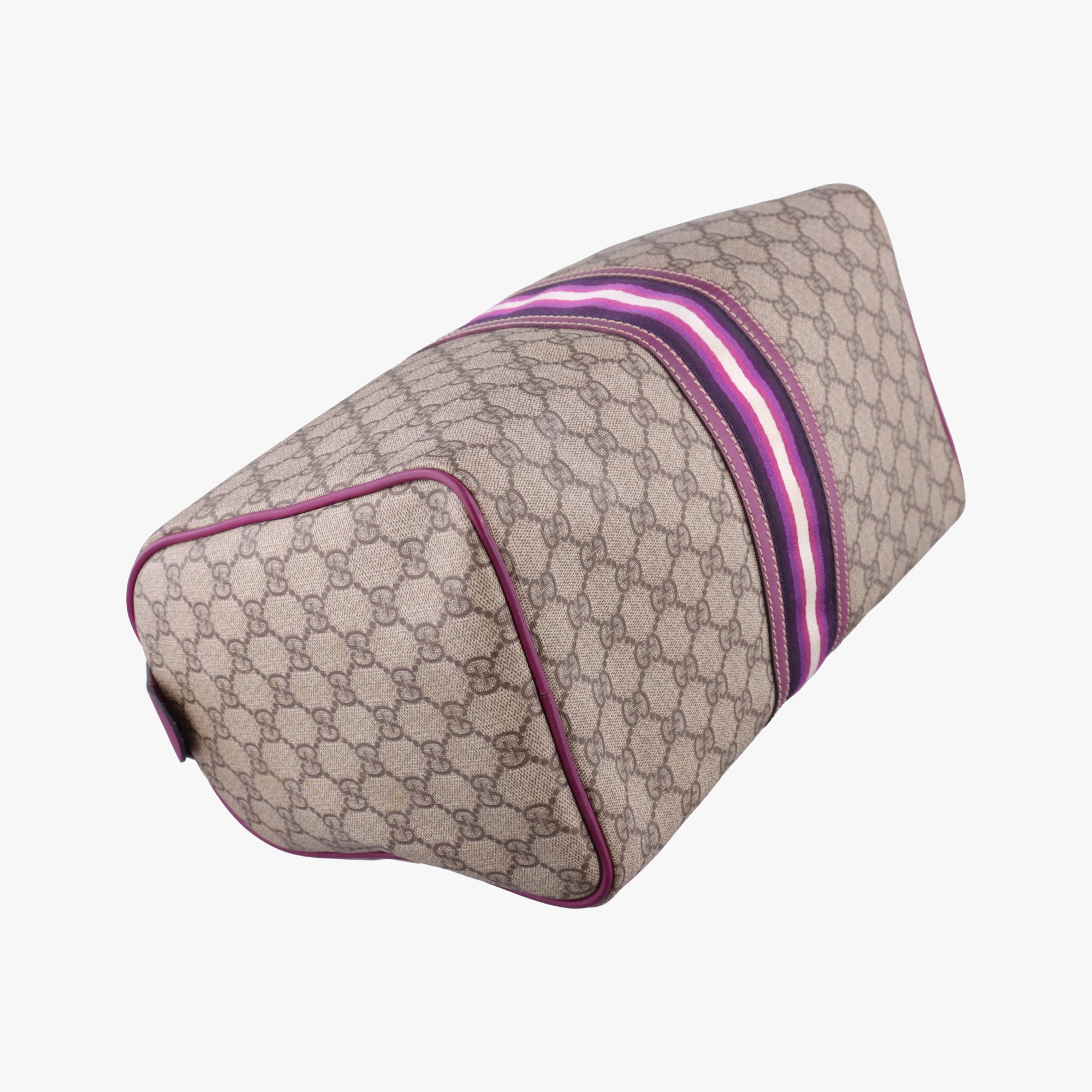 Pre-owned Gucci Web Joy GG Supreme beige×purple PVC coated canvas 189895 handbag | stylenewstar
