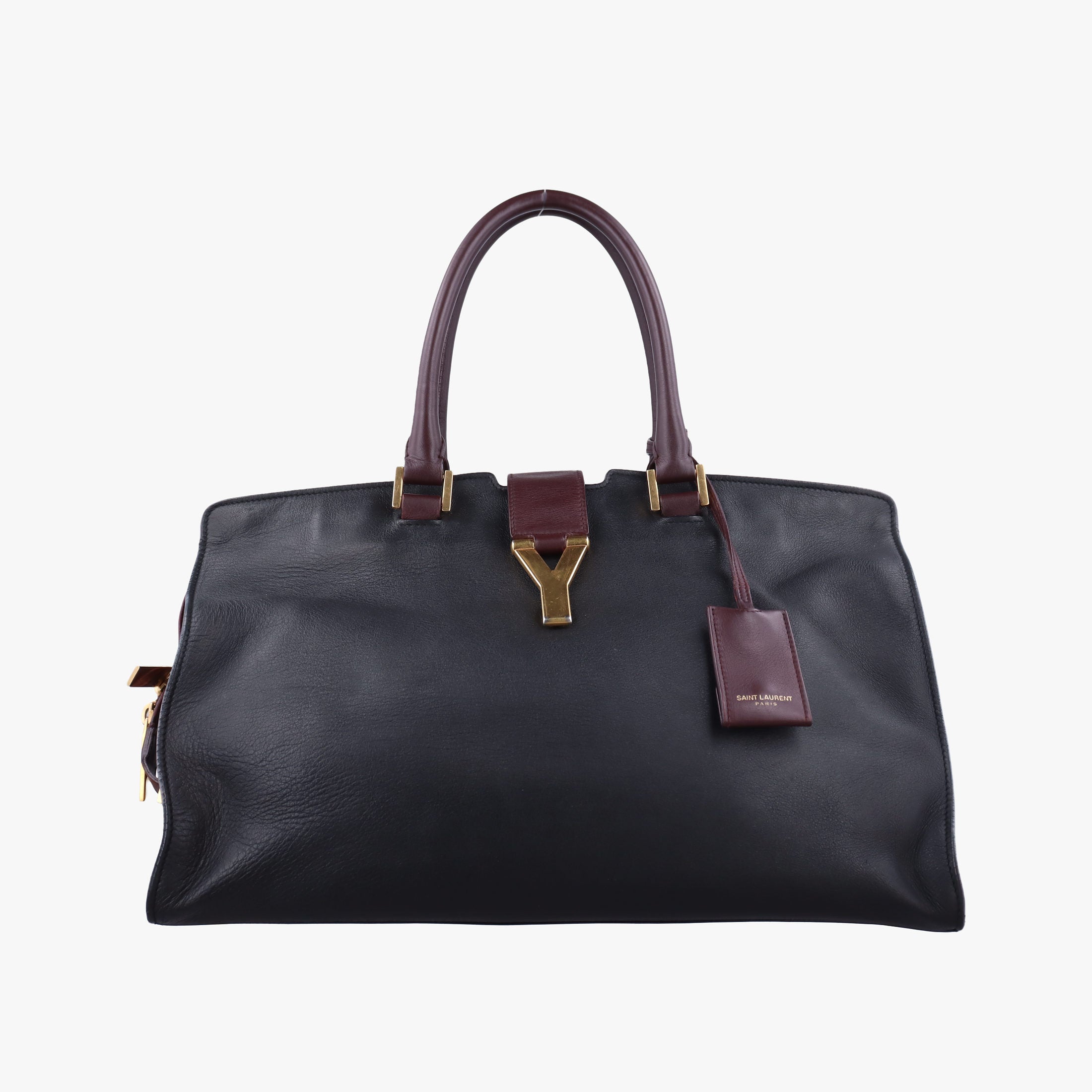 Vintage Yves Saint Laurent Y Ligne Petit Cabas Black×burgundy Leather 311208 handbag | stylenewstar