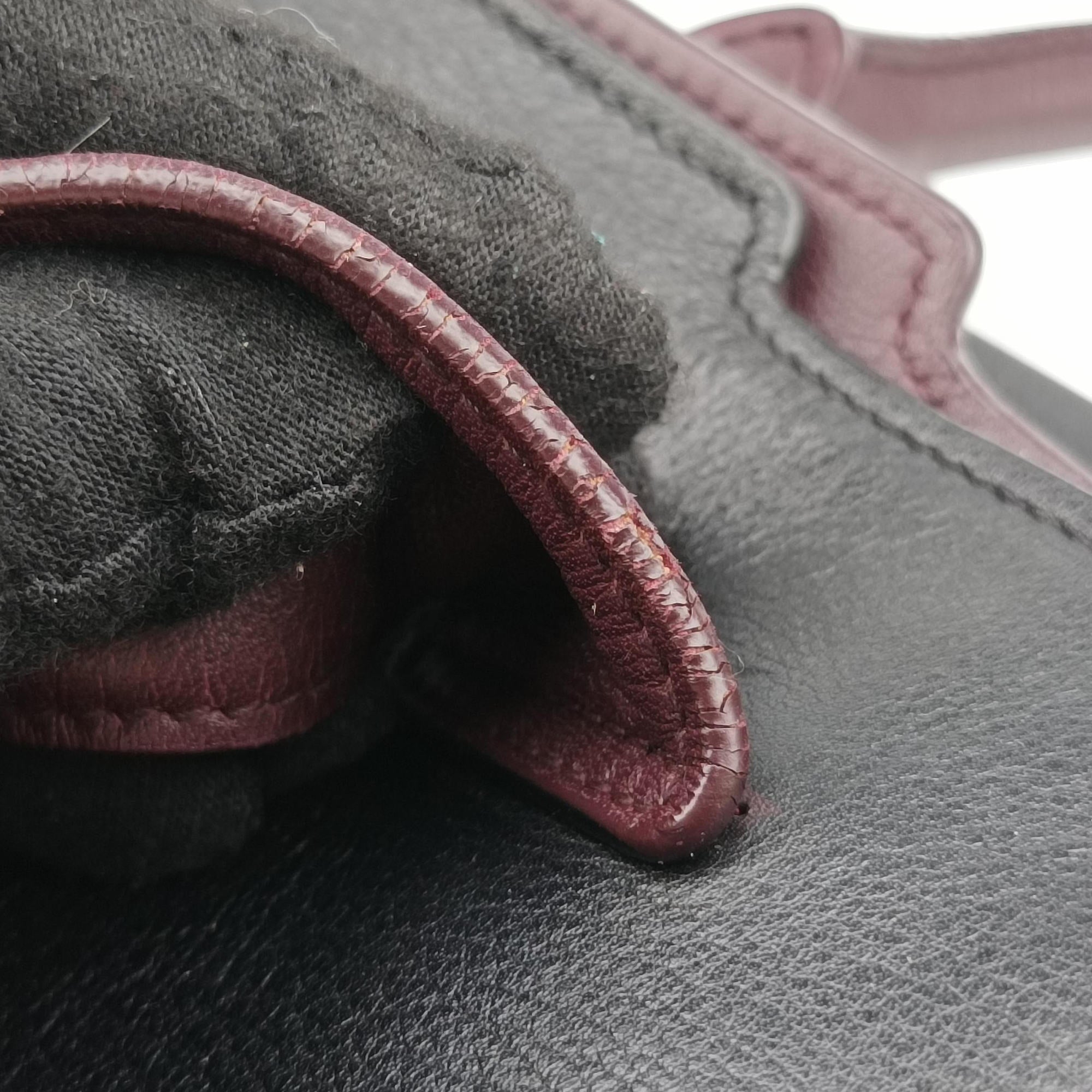 Vintage Yves Saint Laurent Y Ligne Petit Cabas Black×burgundy Leather 311208 handbag | stylenewstar