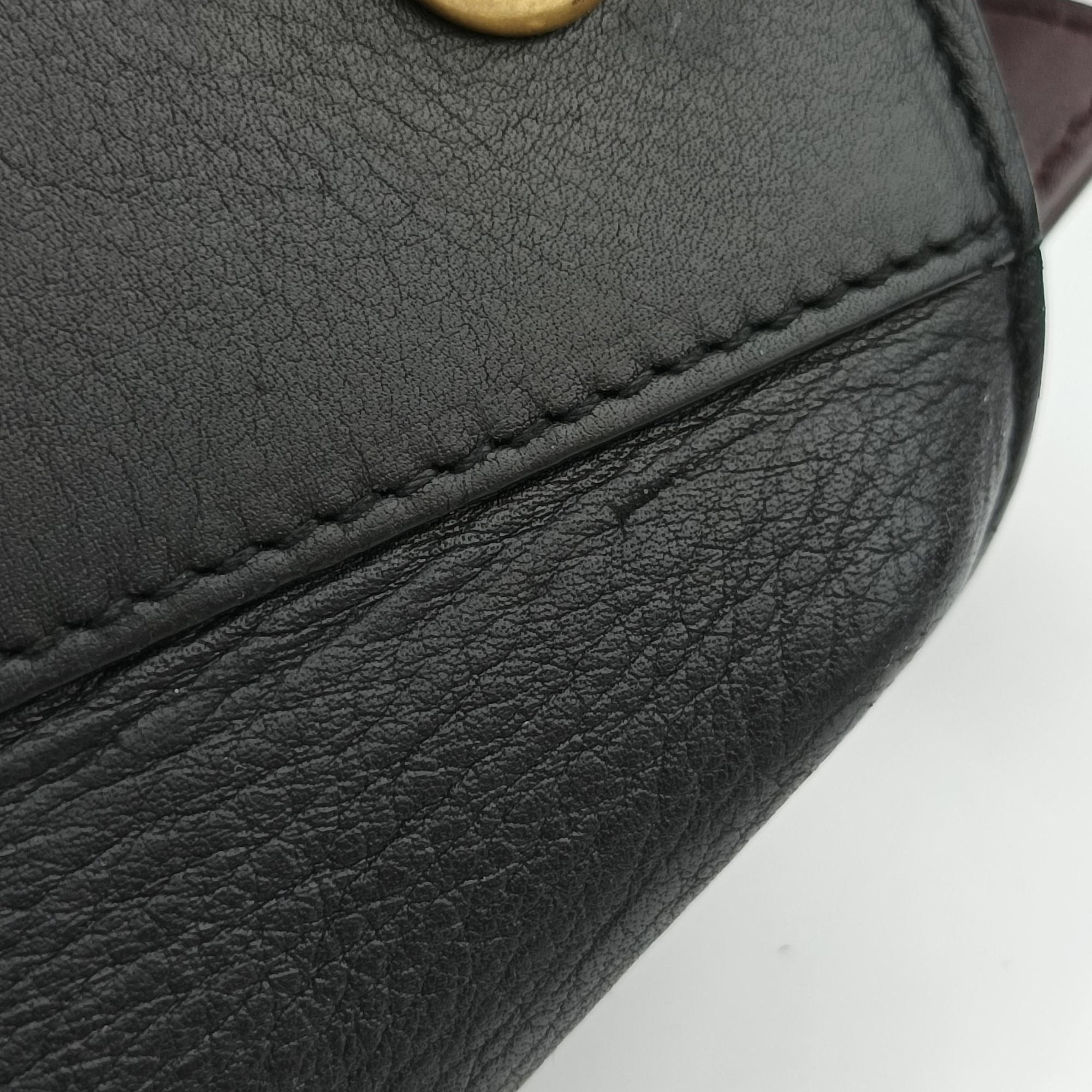 Vintage Yves Saint Laurent Y Ligne Petit Cabas Black×burgundy Leather 311208 handbag | stylenewstar