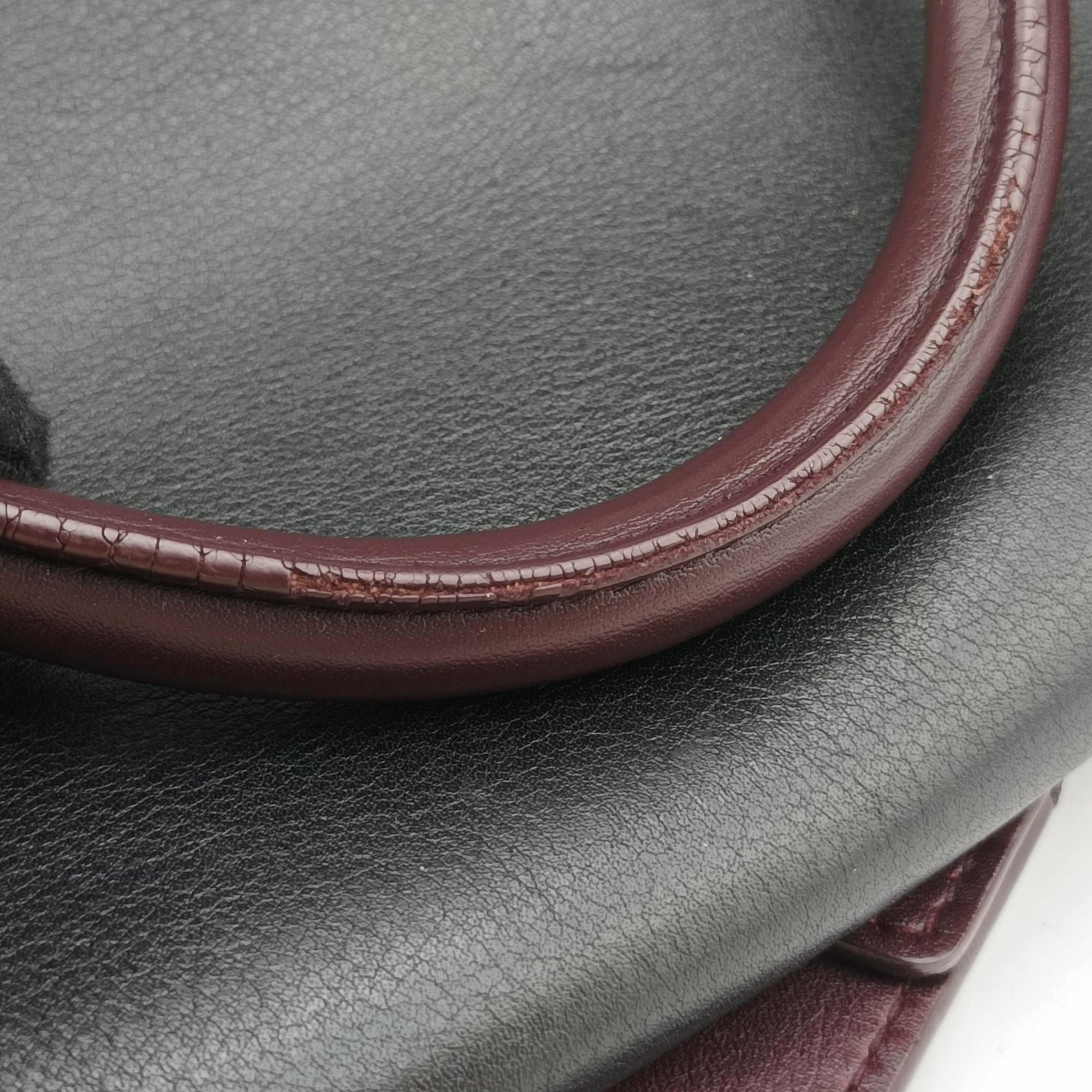 Vintage Yves Saint Laurent Y Ligne Petit Cabas Black×burgundy Leather 311208 handbag | stylenewstar