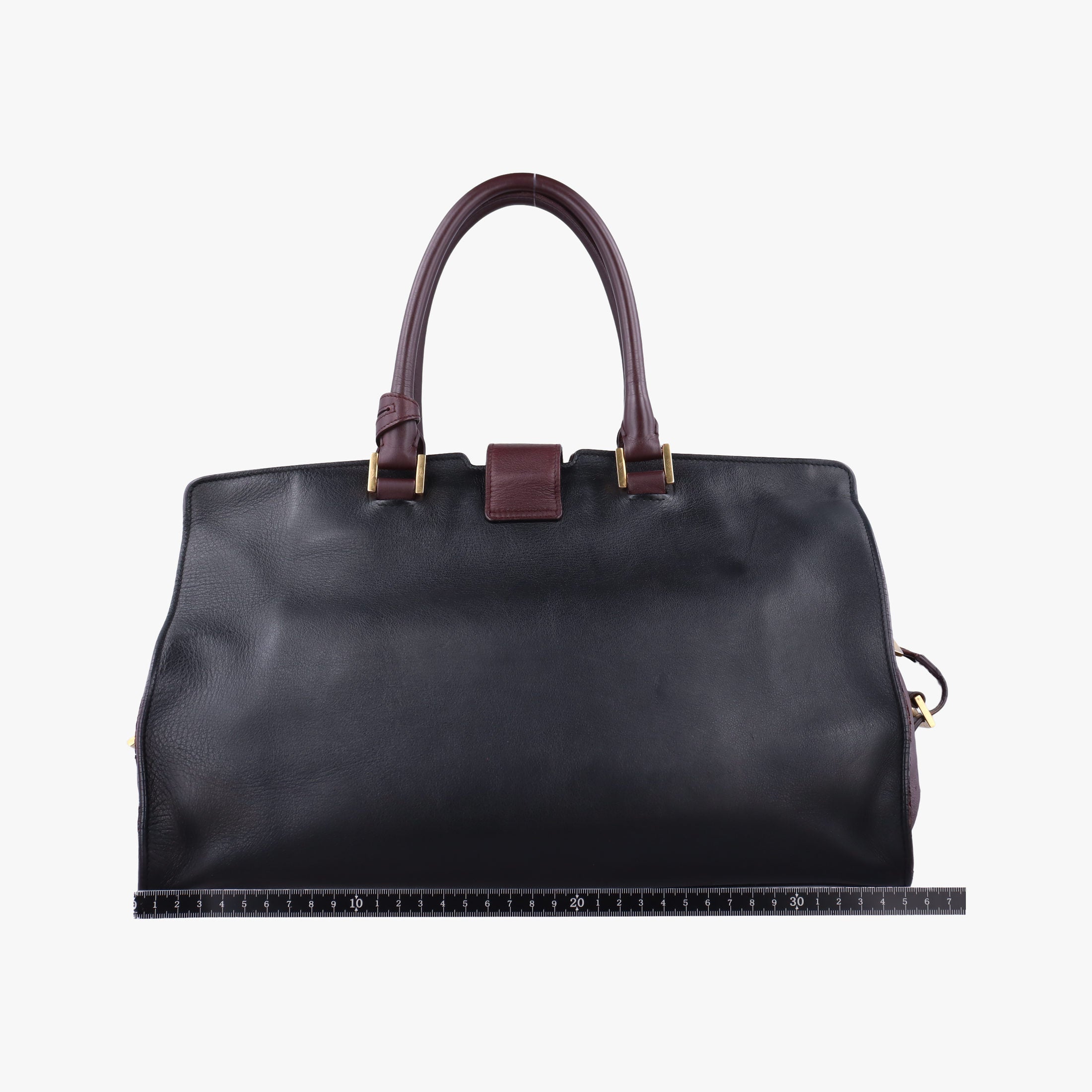 Vintage Yves Saint Laurent Y Ligne Petit Cabas Black×burgundy Leather 311208 handbag | stylenewstar