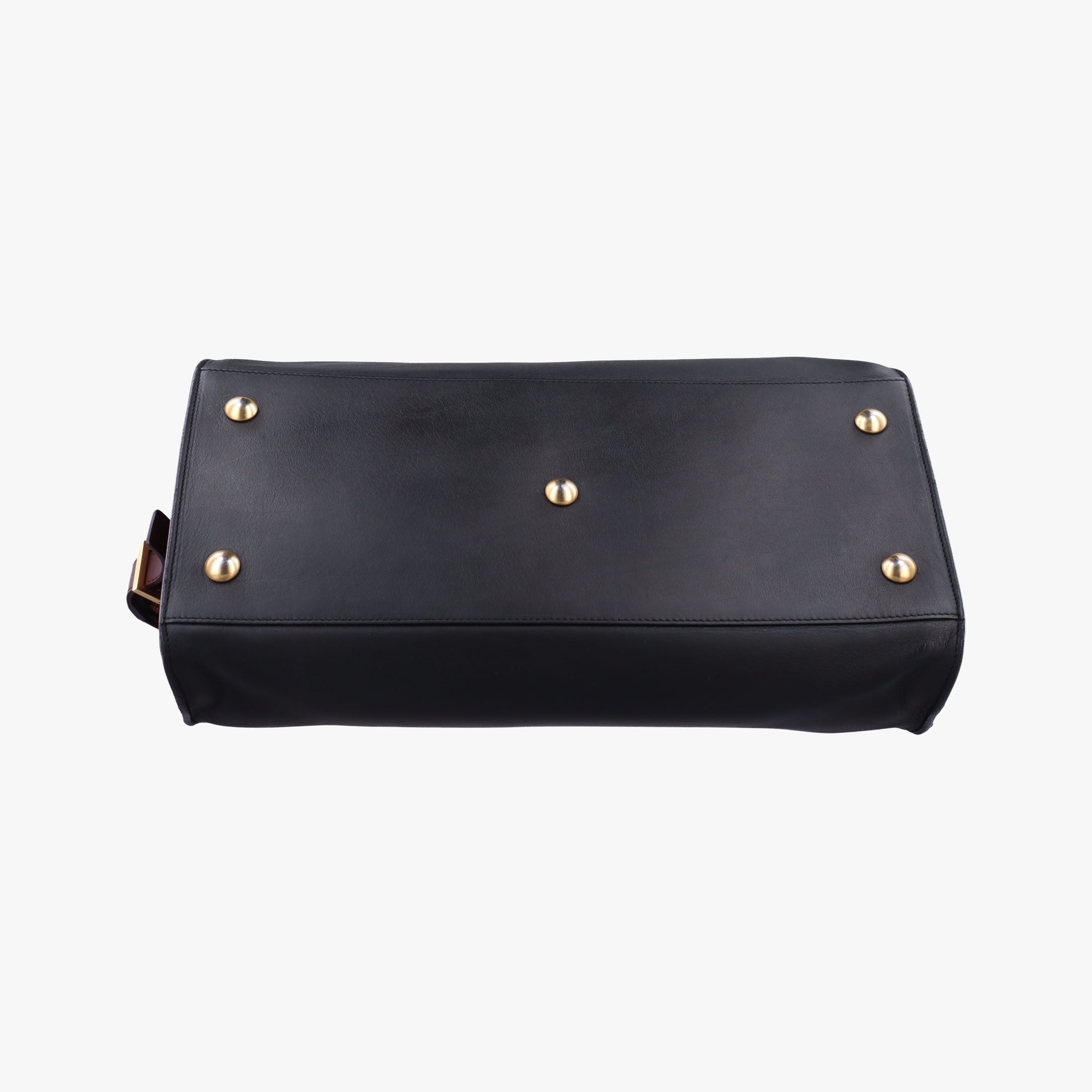 Vintage Yves Saint Laurent Y Ligne Petit Cabas Black×burgundy Leather 311208 handbag | stylenewstar