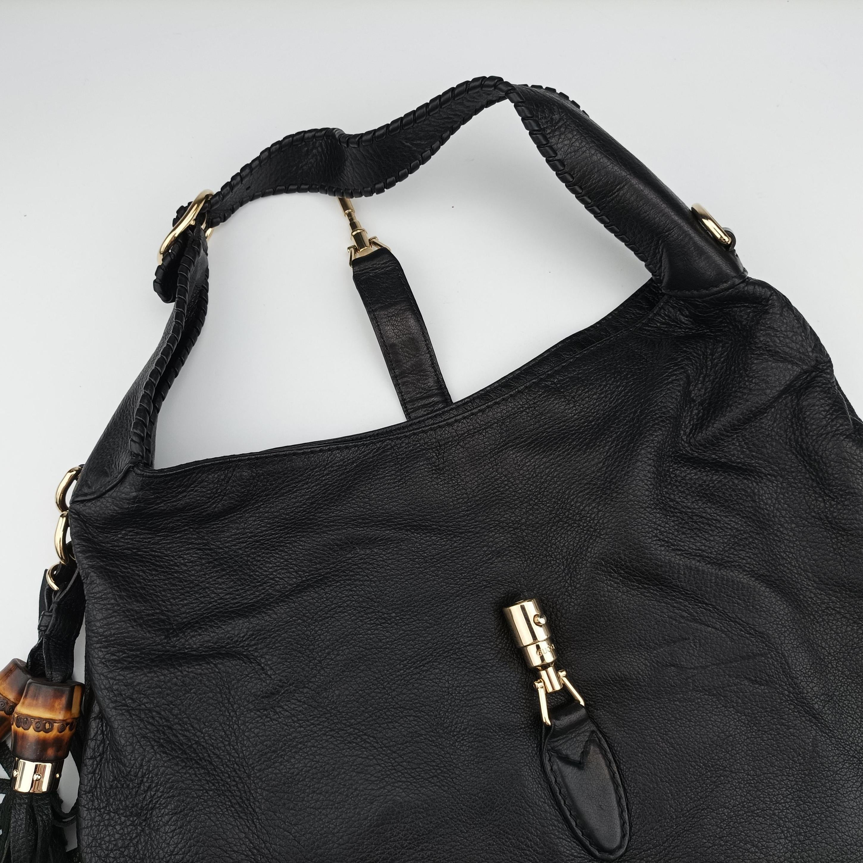 Vintage Gucci New Jackie Black Leather 223929 shoulderbag | stylenewstar