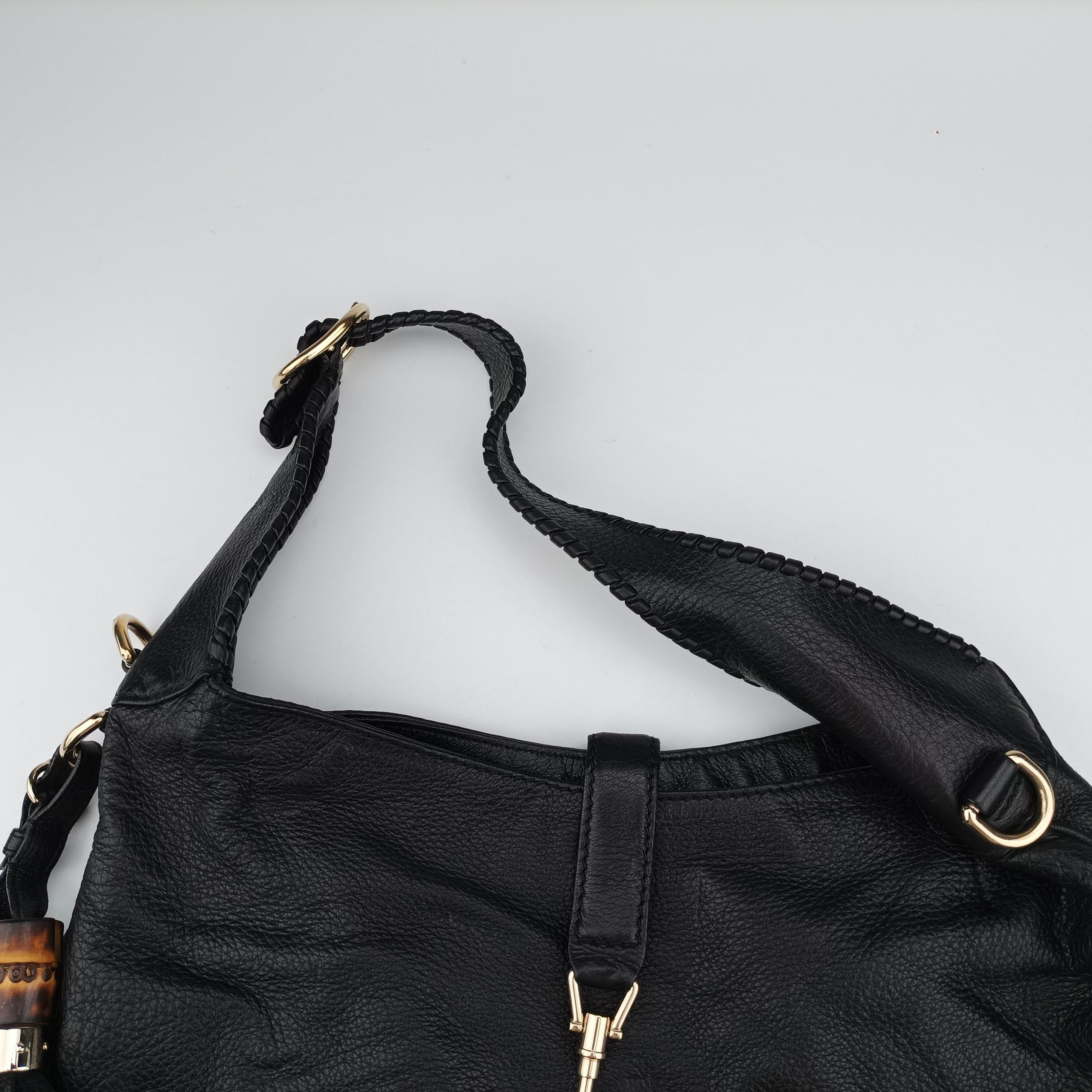 Vintage Gucci New Jackie Black Leather 223929 shoulderbag | stylenewstar