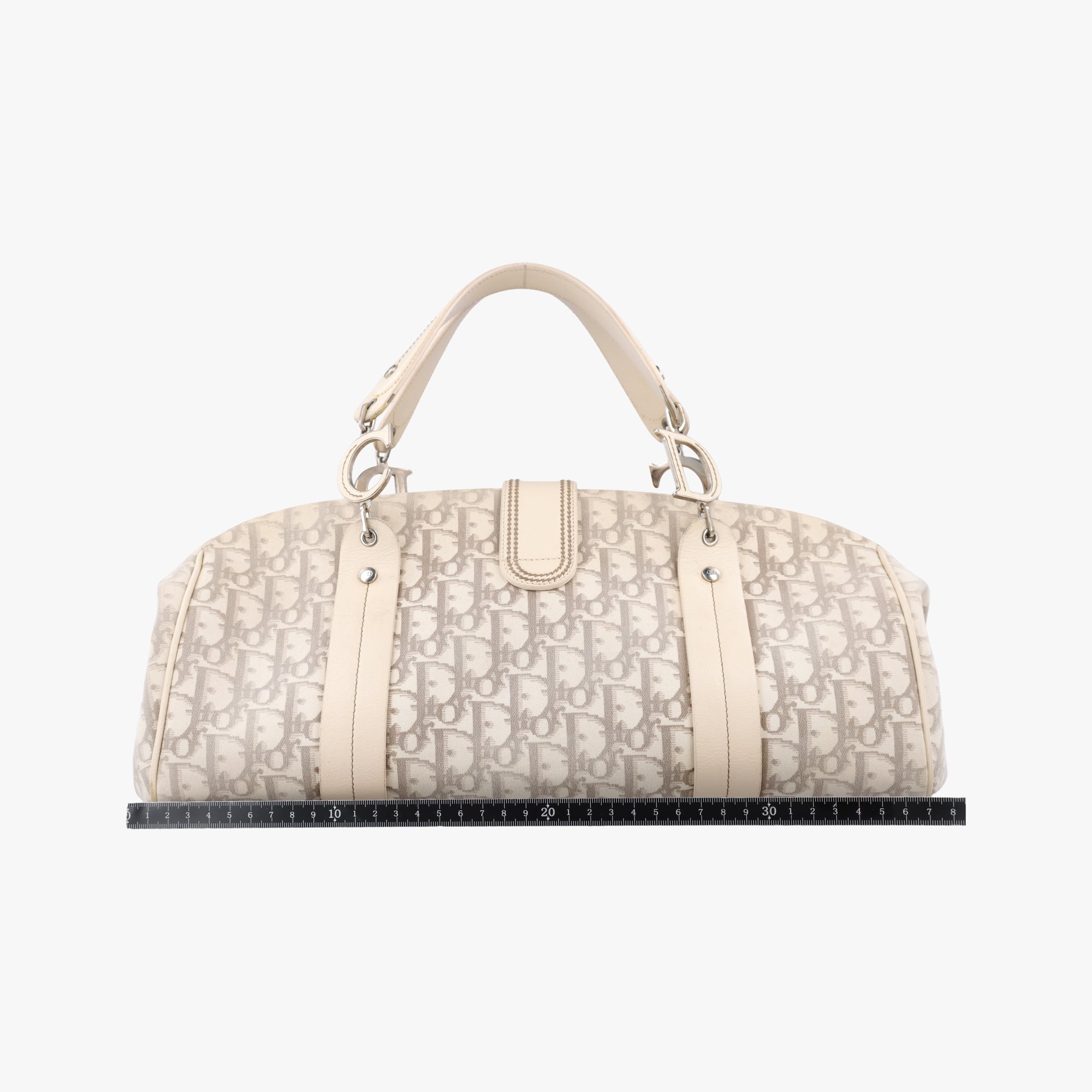 Pre-owned Christian Dior Oblique Floral Trotter White x Beige x Multicolor Canvas × Leather  handbag | stylenewstar