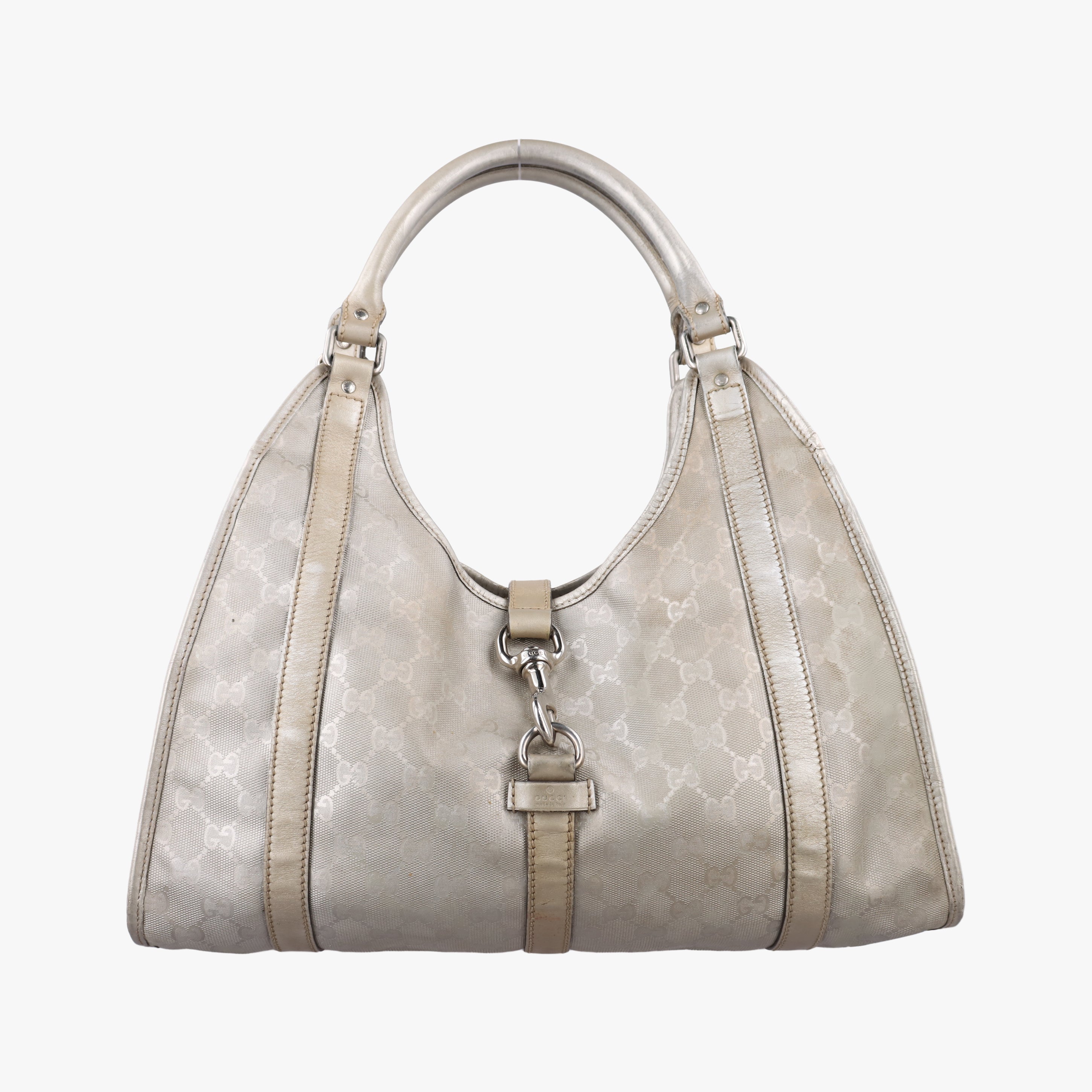 Secondhand Gucci Jackie Silver PVC coated canvas 203494 handbag | stylenewstar