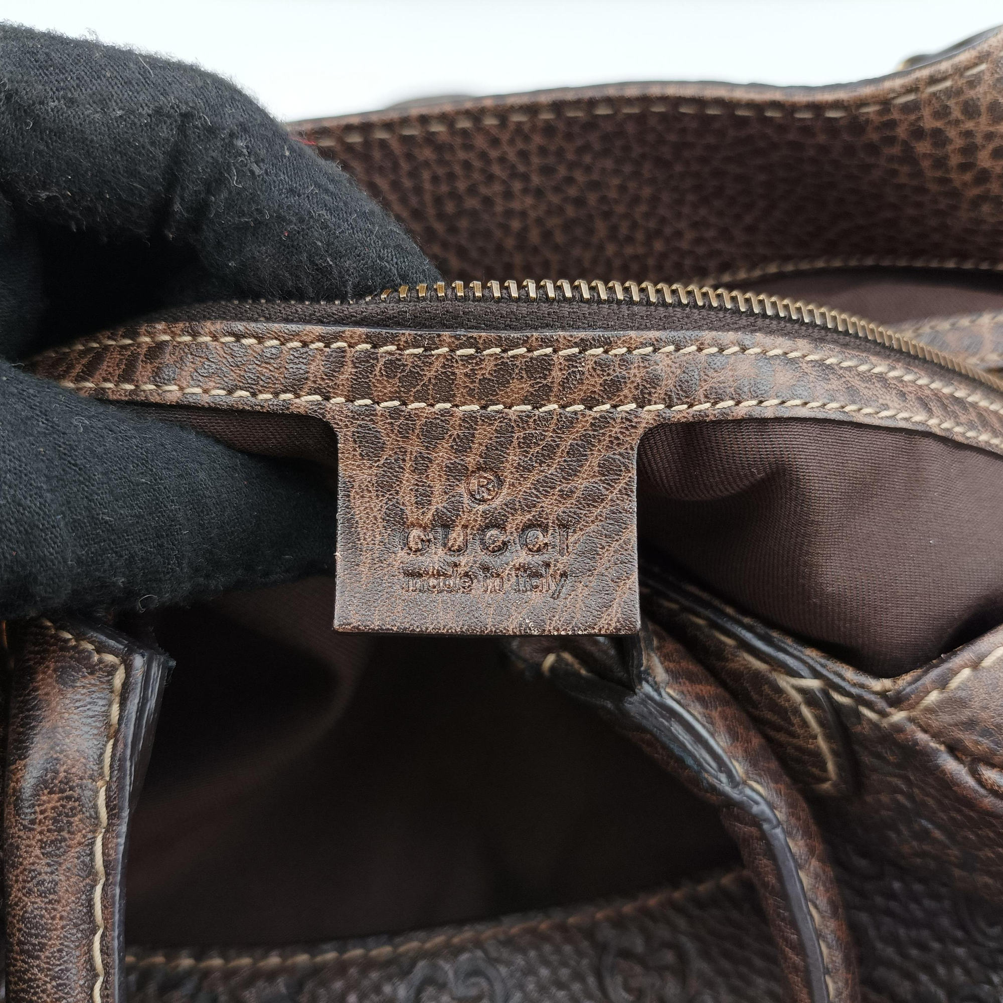 Pre-owned Gucci Guccissima New Pelham horsebit Brown Leather  shoulderbag | stylenewstar