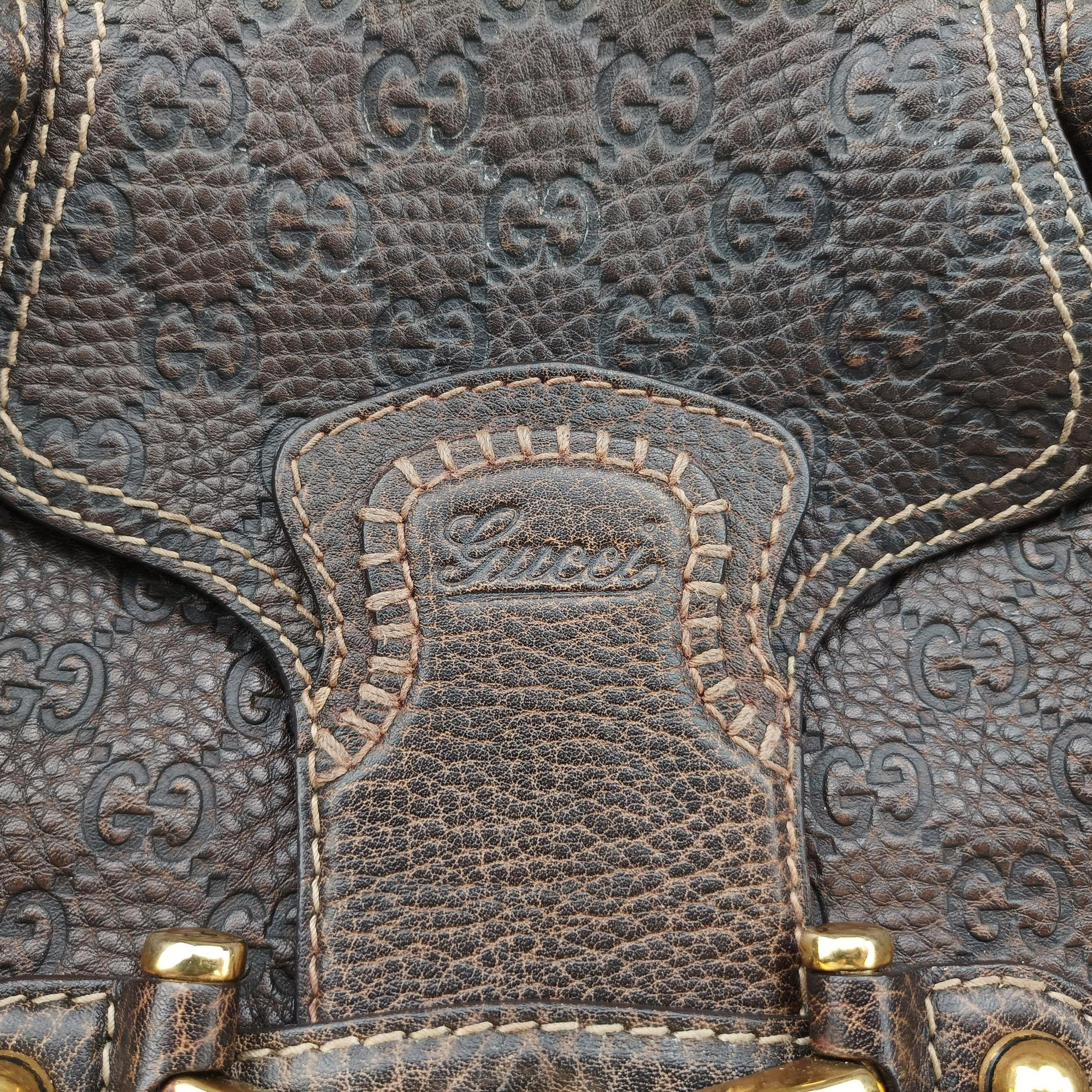 Pre-owned Gucci Guccissima New Pelham horsebit Brown Leather  shoulderbag | stylenewstar