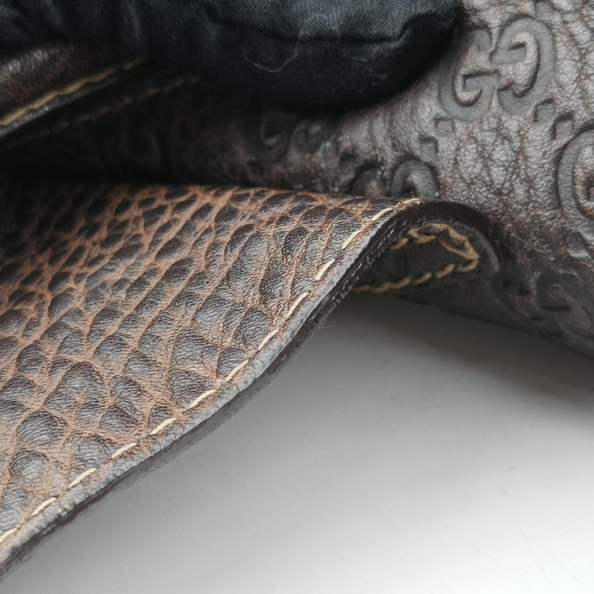 Pre-owned Gucci Guccissima New Pelham horsebit Brown Leather  shoulderbag | stylenewstar