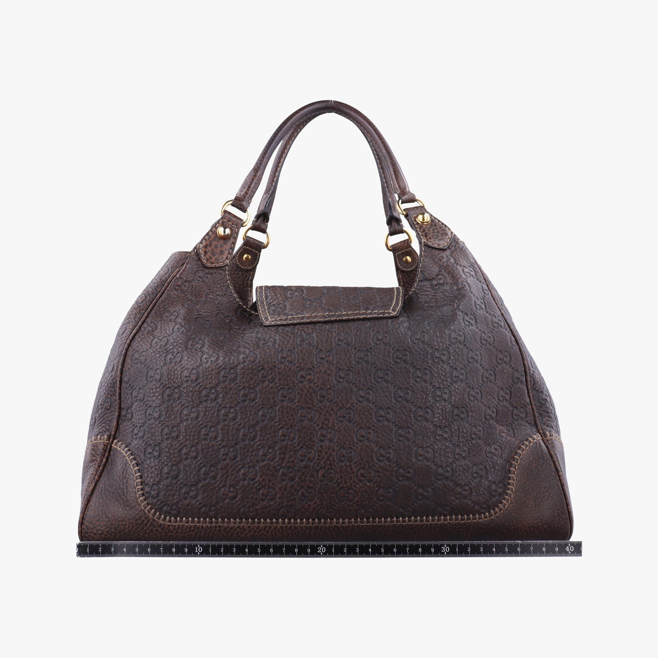 Pre-owned Gucci Guccissima New Pelham horsebit Brown Leather  shoulderbag | stylenewstar