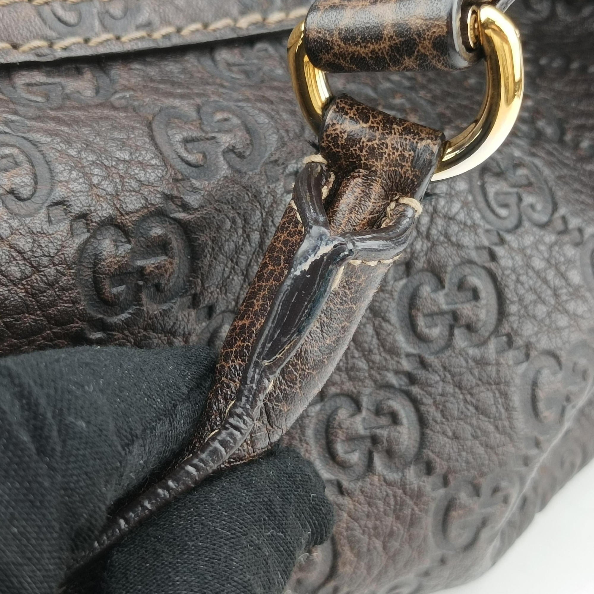 Pre-owned Gucci Guccissima New Pelham horsebit Brown Leather  shoulderbag | stylenewstar
