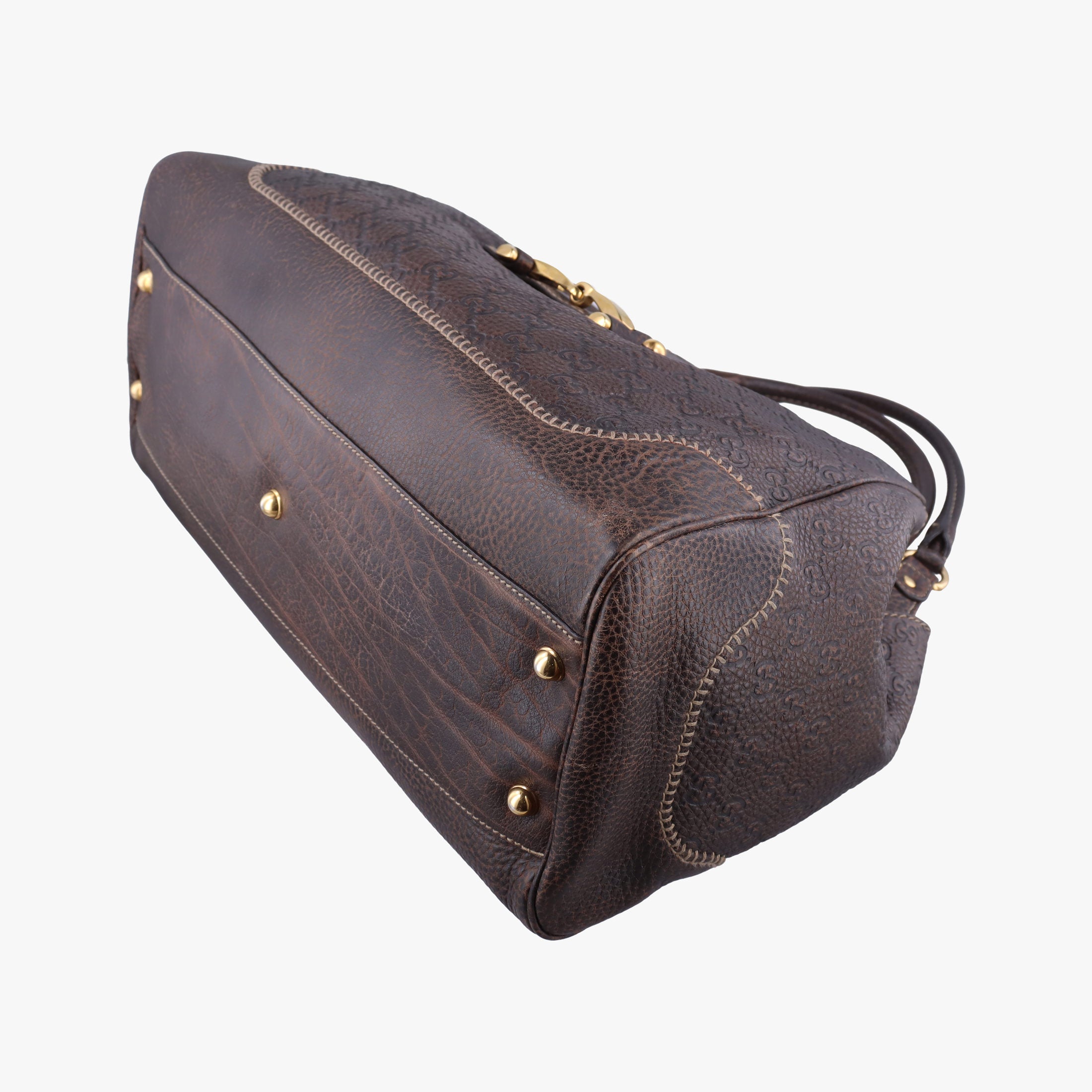 Pre-owned Gucci Guccissima New Pelham horsebit Brown Leather  shoulderbag | stylenewstar