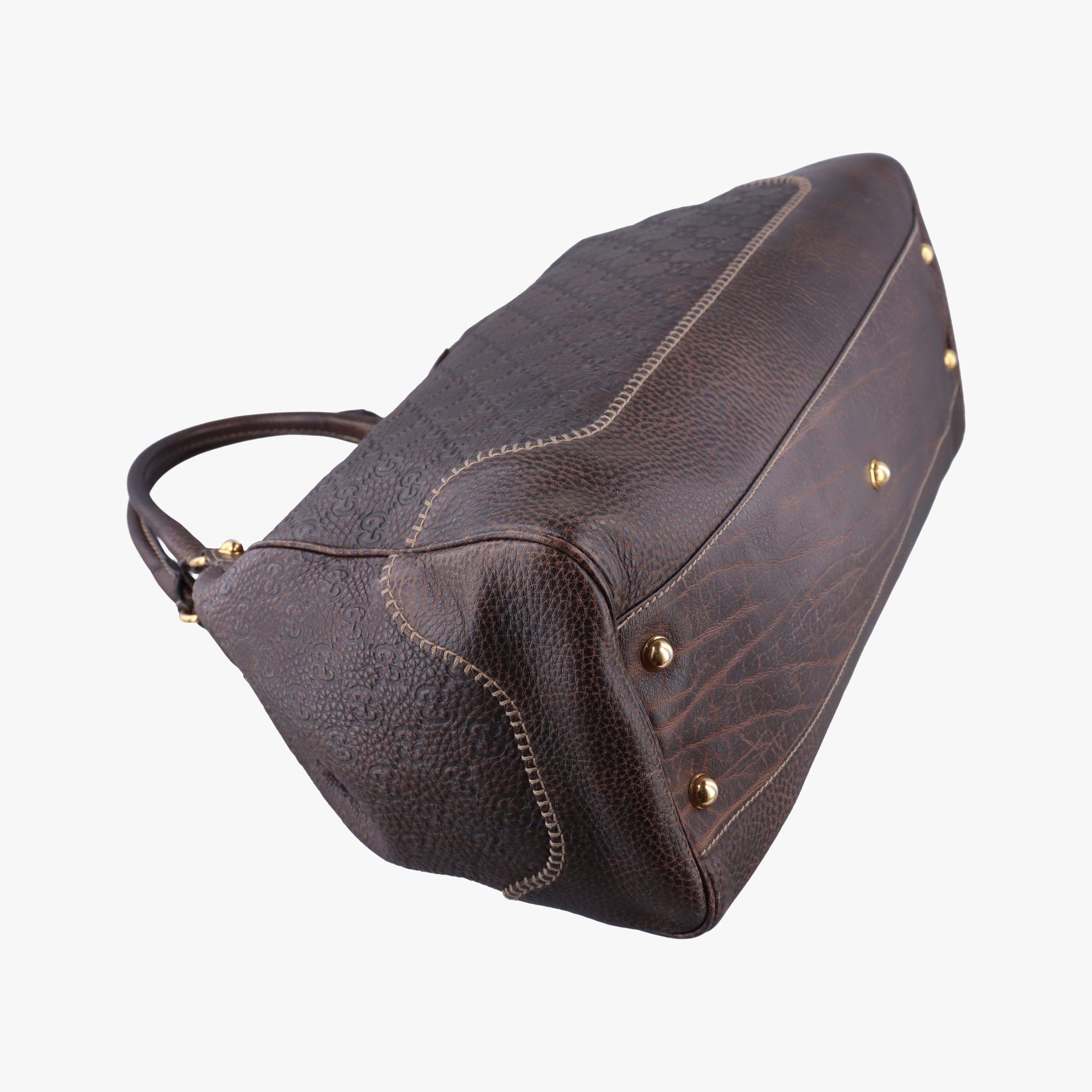Pre-owned Gucci Guccissima New Pelham horsebit Brown Leather  shoulderbag | stylenewstar