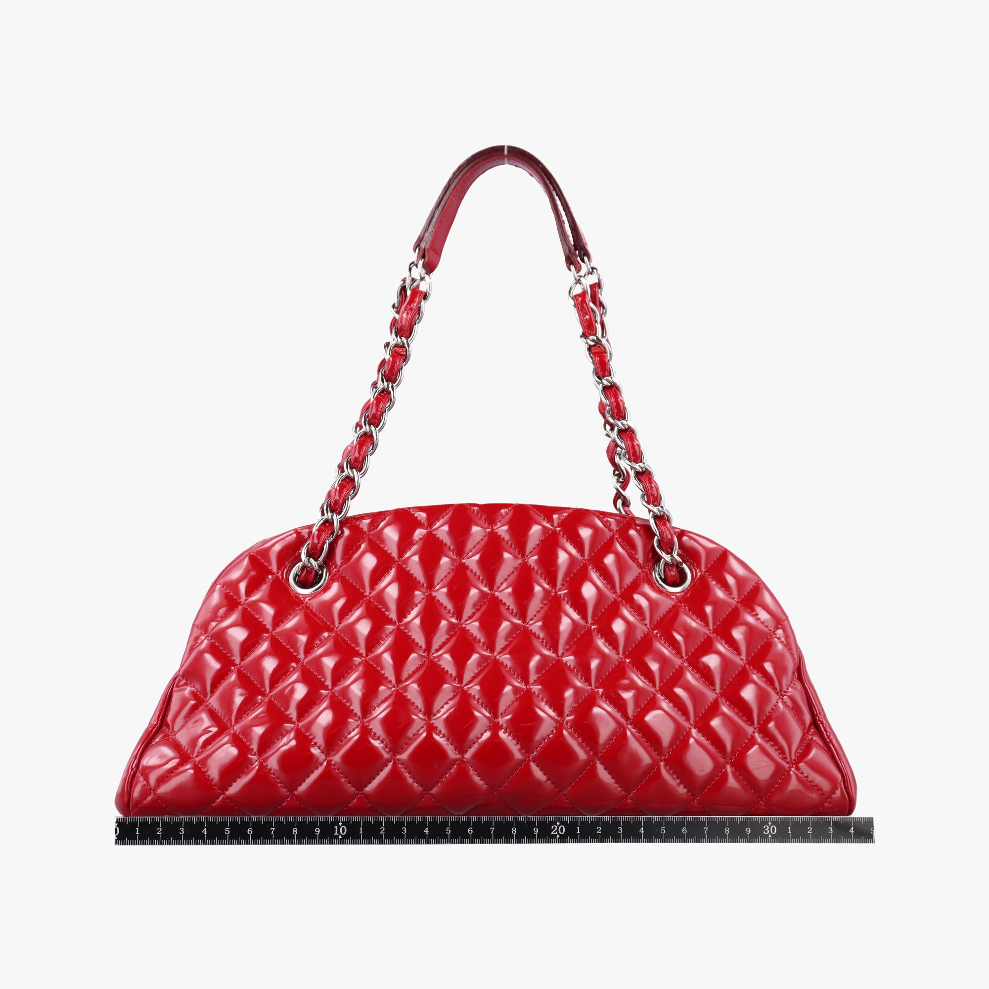 Pre-owned Chanel Mademoiselle Bowling Red Patent A50557 shoulderbag | stylenewstar