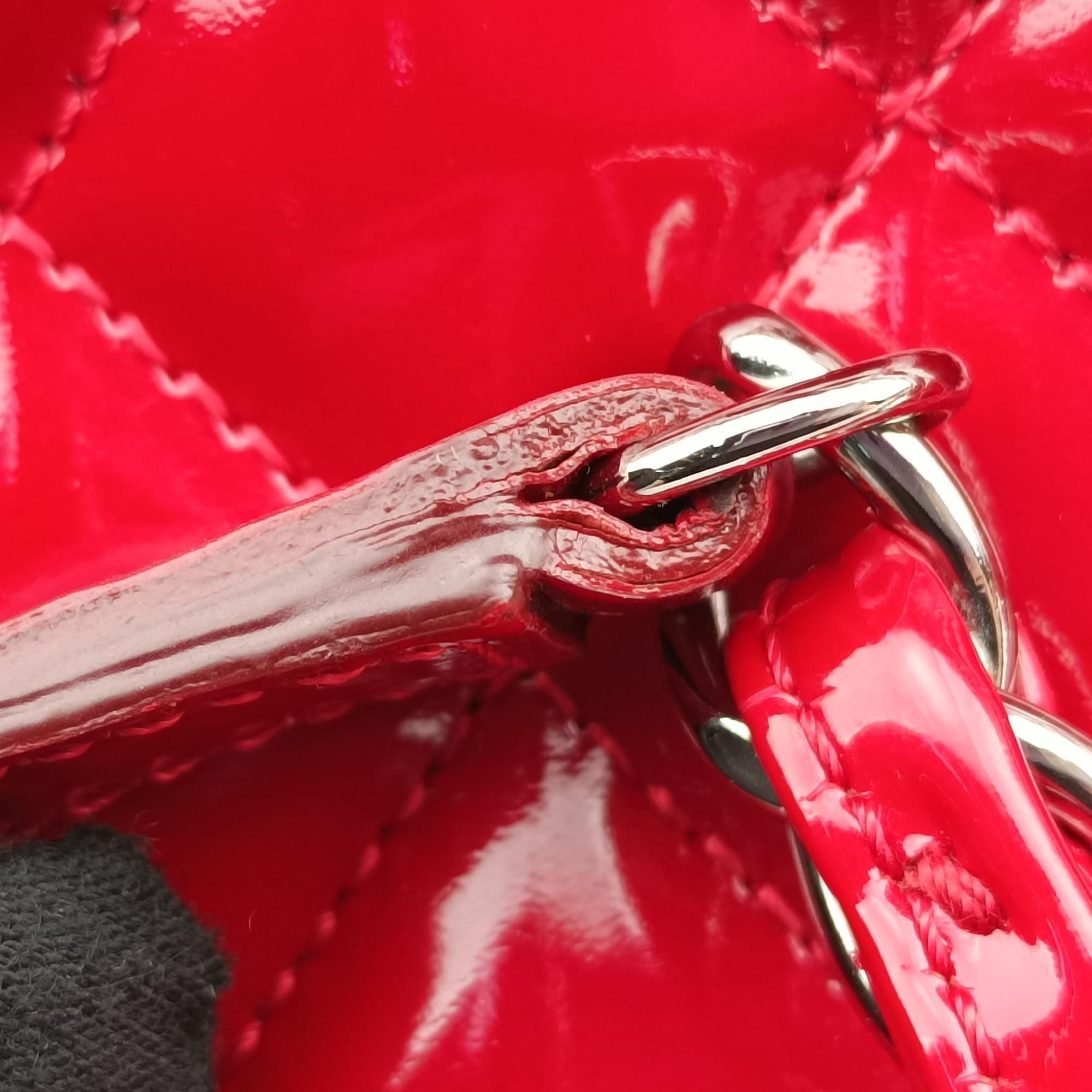 Pre-owned Chanel Mademoiselle Bowling Red Patent A50557 shoulderbag | stylenewstar