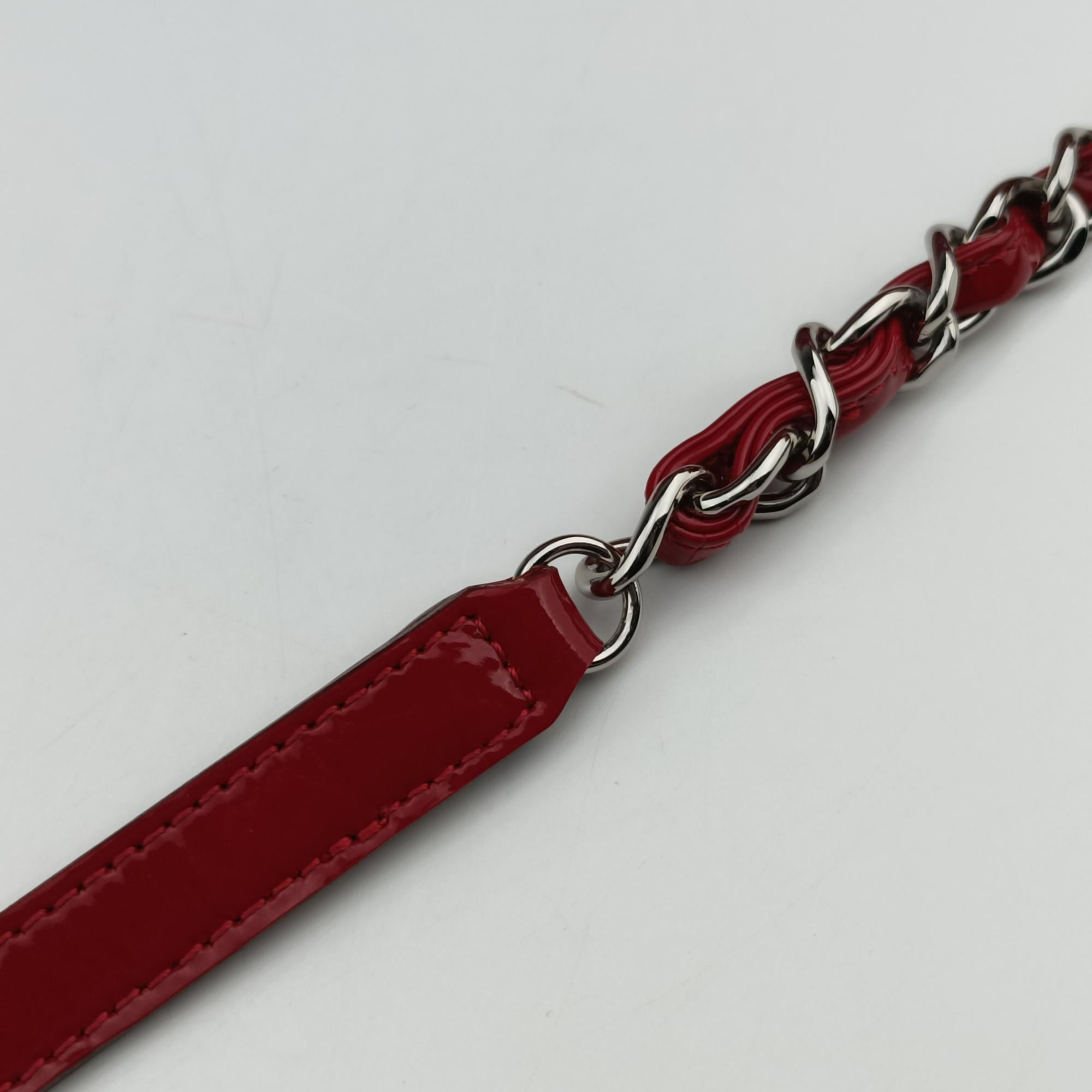 Pre-owned Chanel Mademoiselle Bowling Red Patent A50557 shoulderbag | stylenewstar