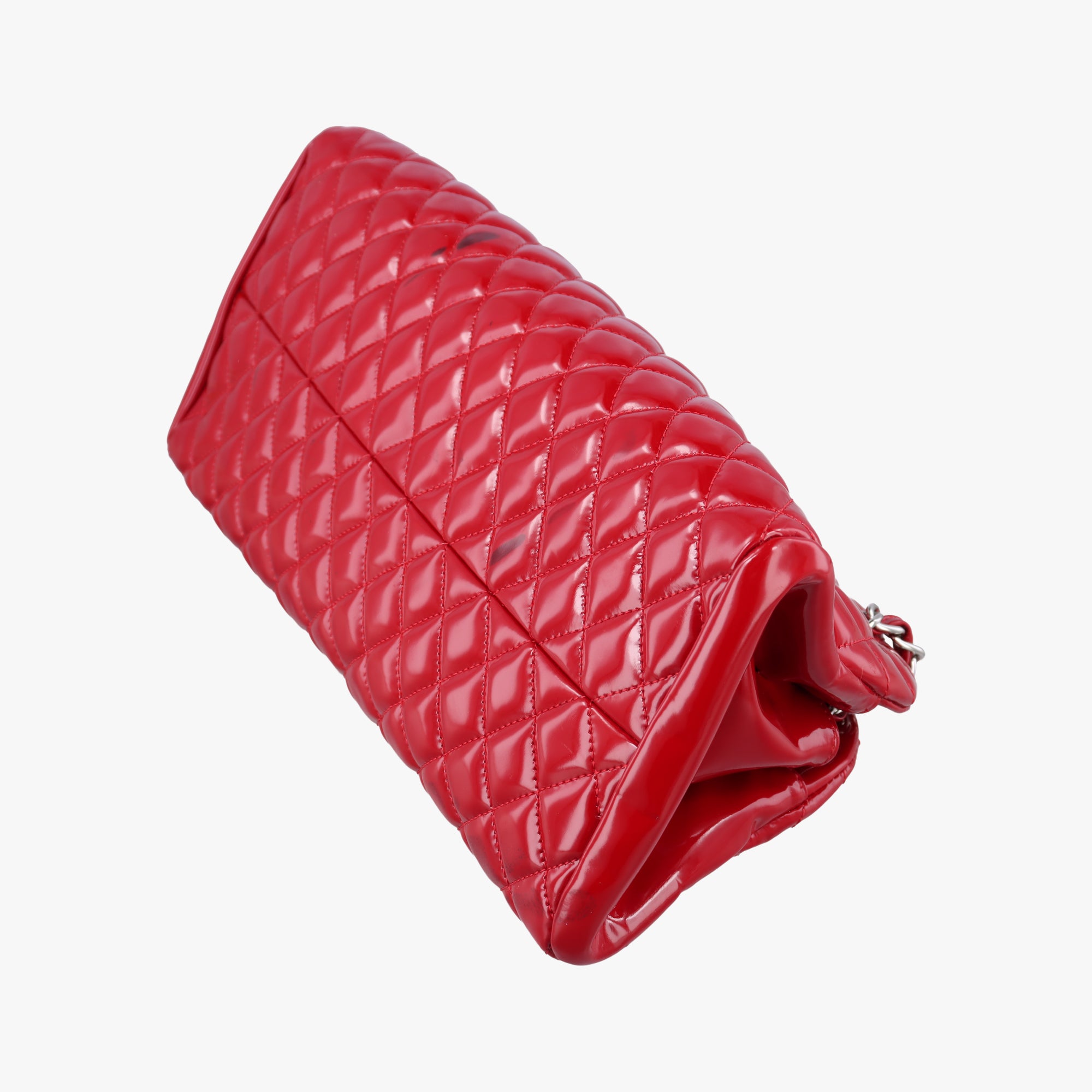 Pre-owned Chanel Mademoiselle Bowling Red Patent A50557 shoulderbag | stylenewstar