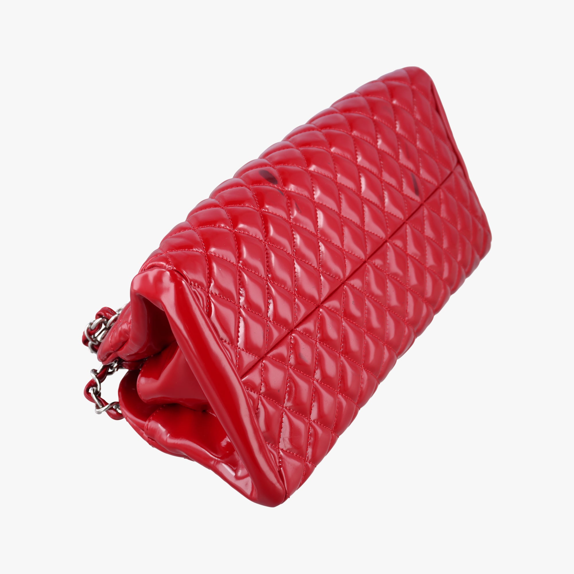 Pre-owned Chanel Mademoiselle Bowling Red Patent A50557 shoulderbag | stylenewstar
