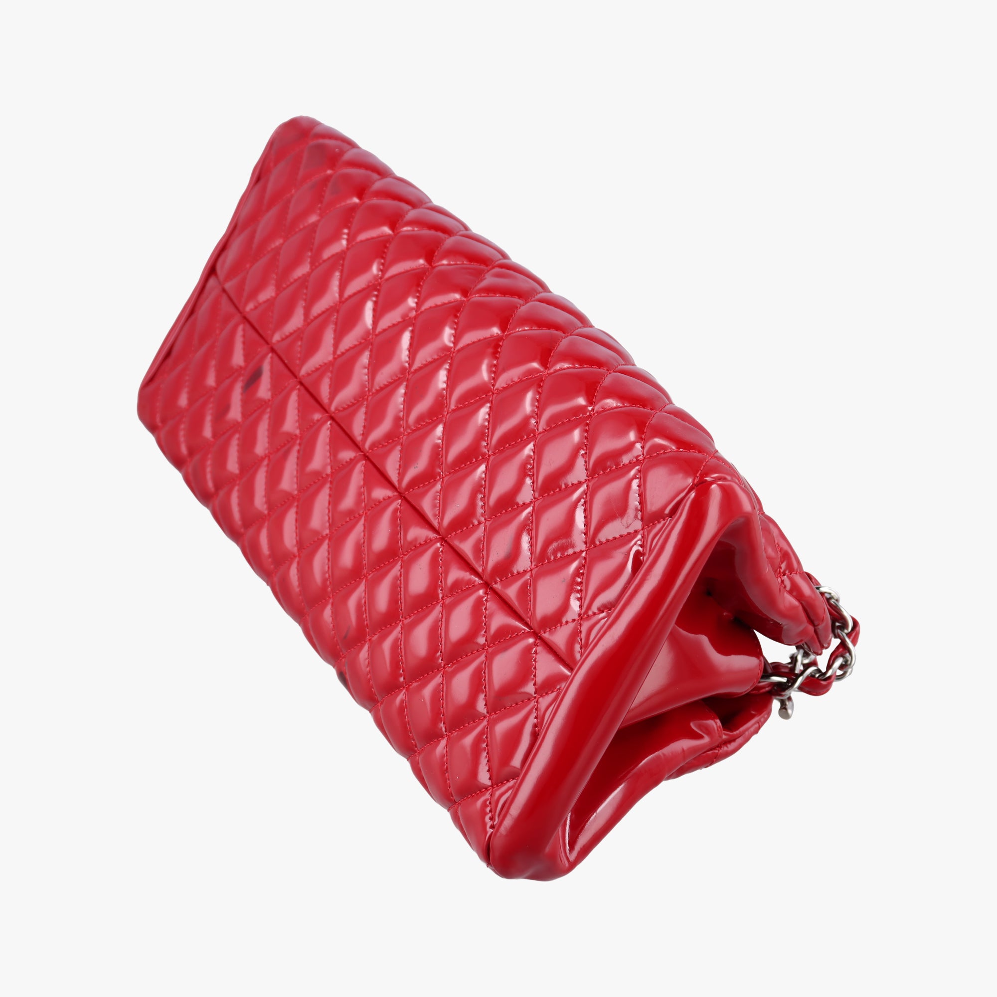 Pre-owned Chanel Mademoiselle Bowling Red Patent A50557 shoulderbag | stylenewstar