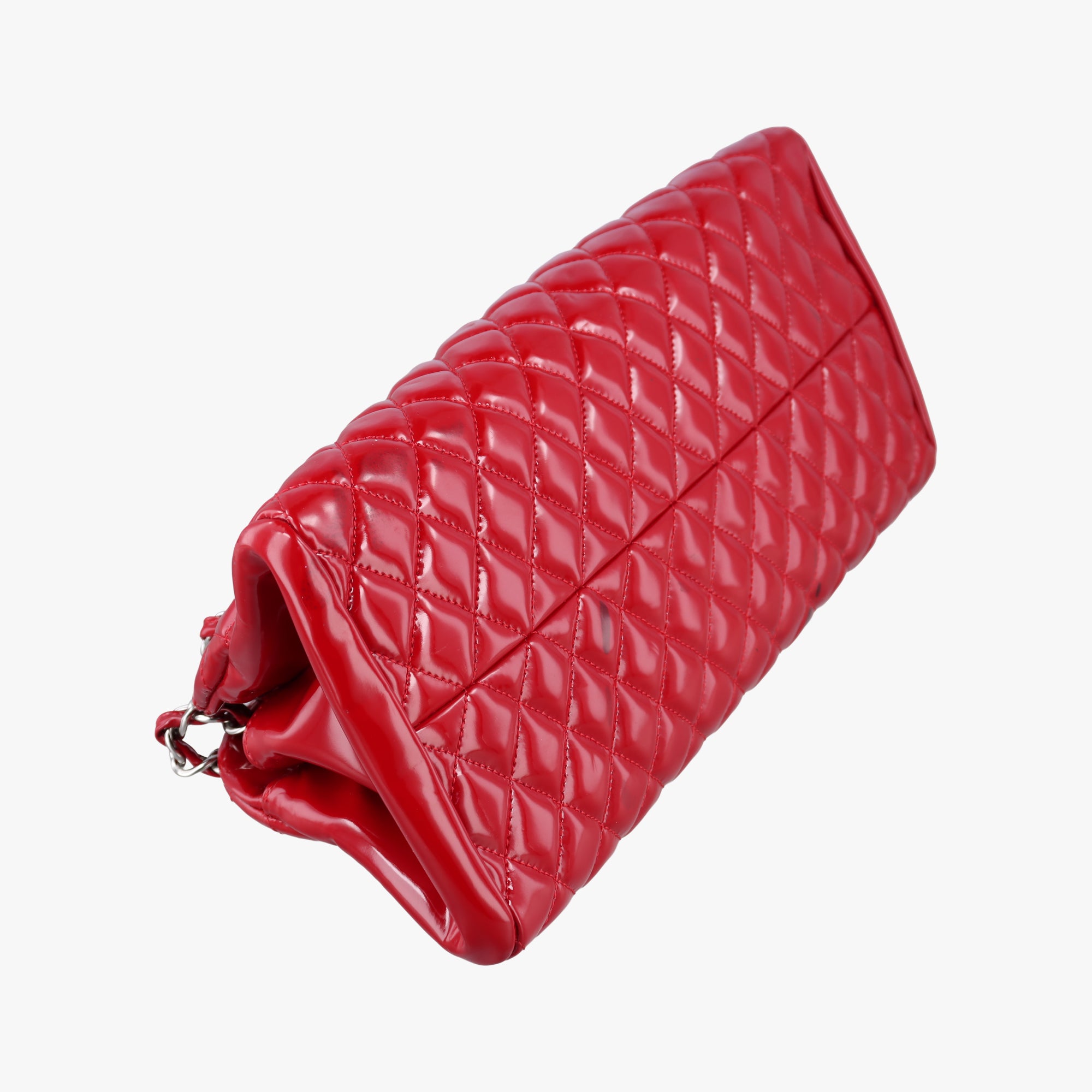 Pre-owned Chanel Mademoiselle Bowling Red Patent A50557 shoulderbag | stylenewstar