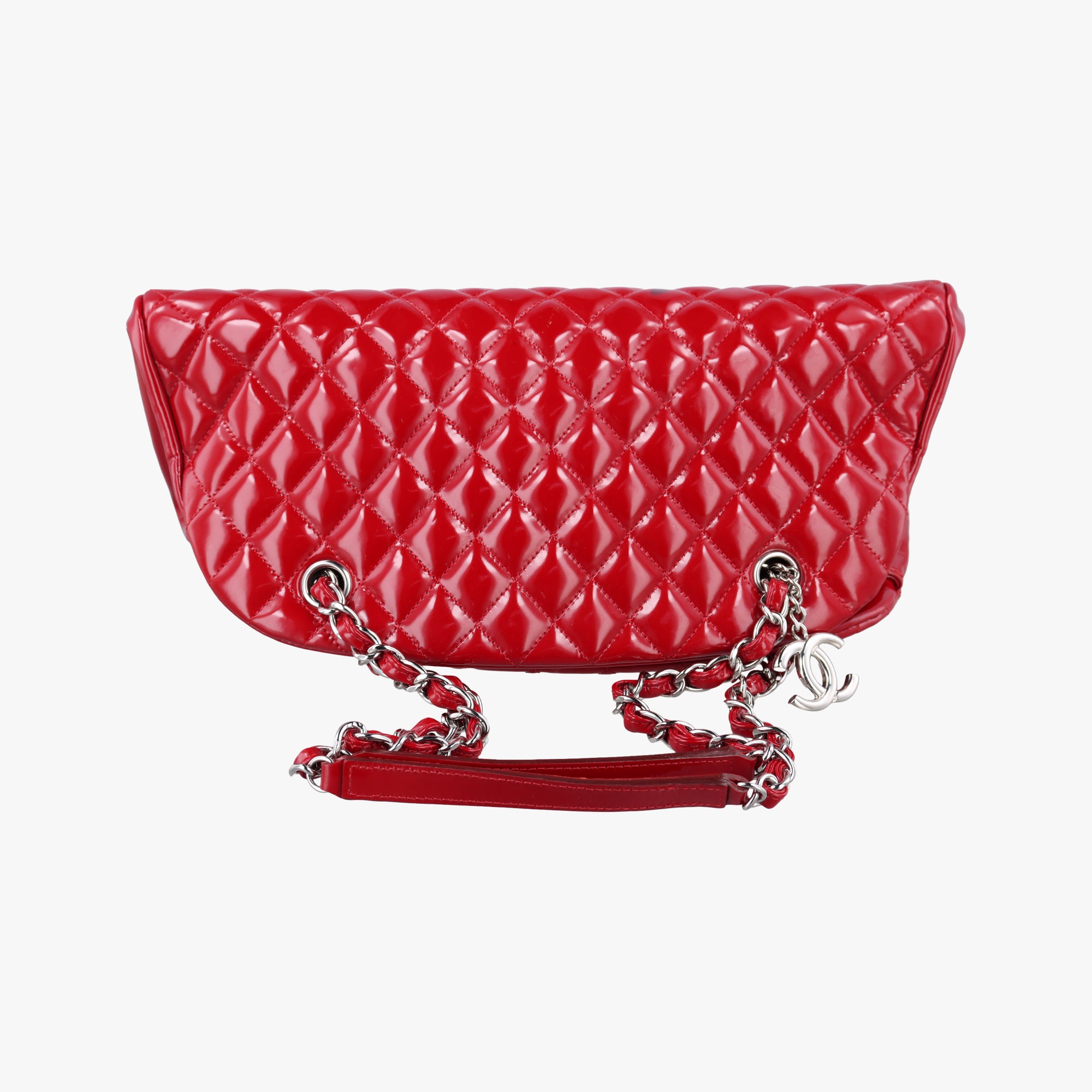 Pre-owned Chanel Mademoiselle Bowling Red Patent A50557 shoulderbag | stylenewstar