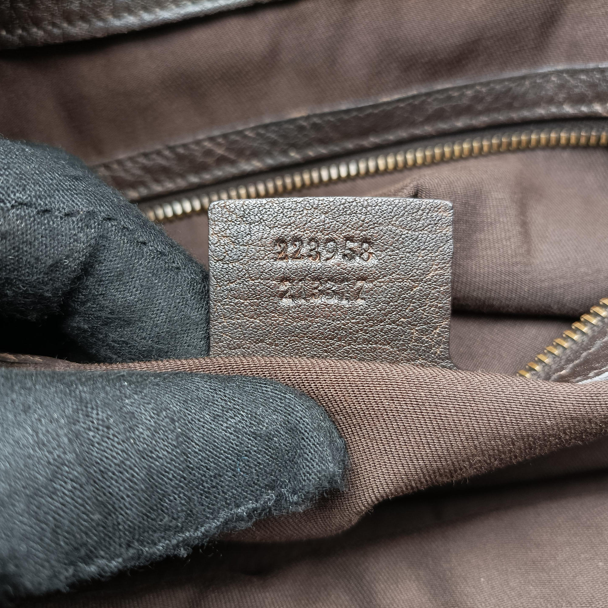 Pre-owned Gucci Guccissima New Pelham horsebit Brown leather 223958 shoulderbag | stylenewstar