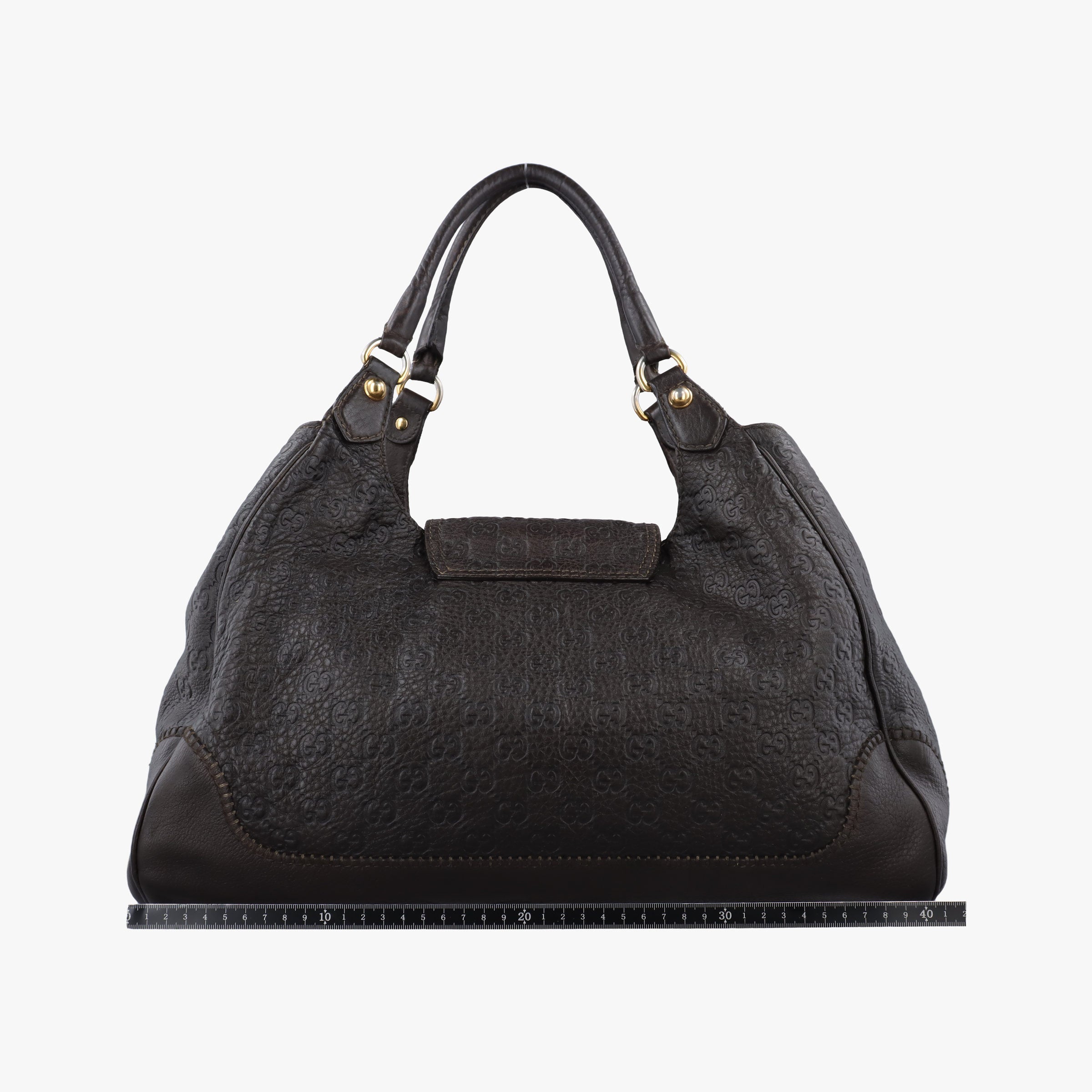 Pre-owned Gucci Guccissima New Pelham horsebit Brown leather 223958 shoulderbag | stylenewstar