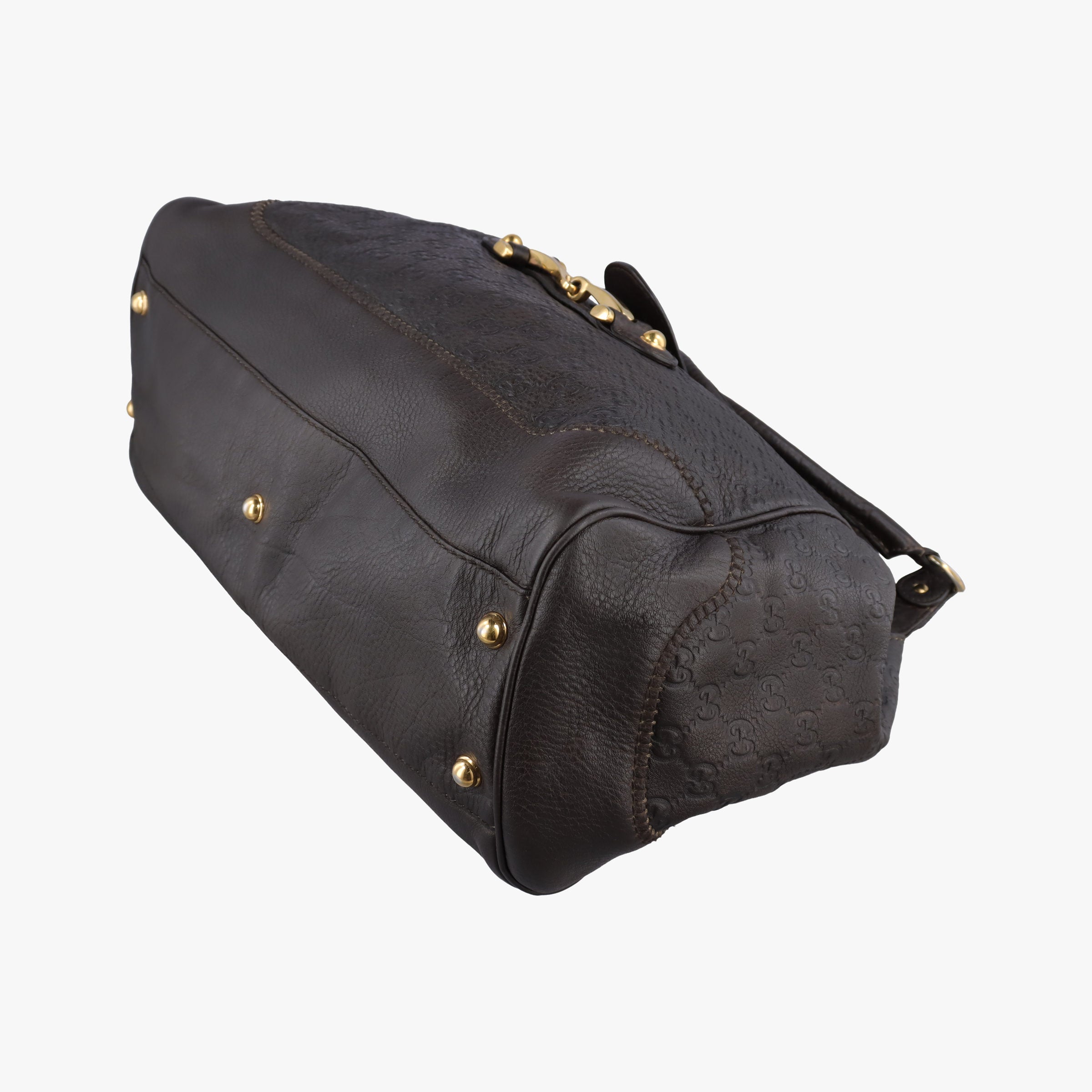 Pre-owned Gucci Guccissima New Pelham horsebit Brown leather 223958 shoulderbag | stylenewstar