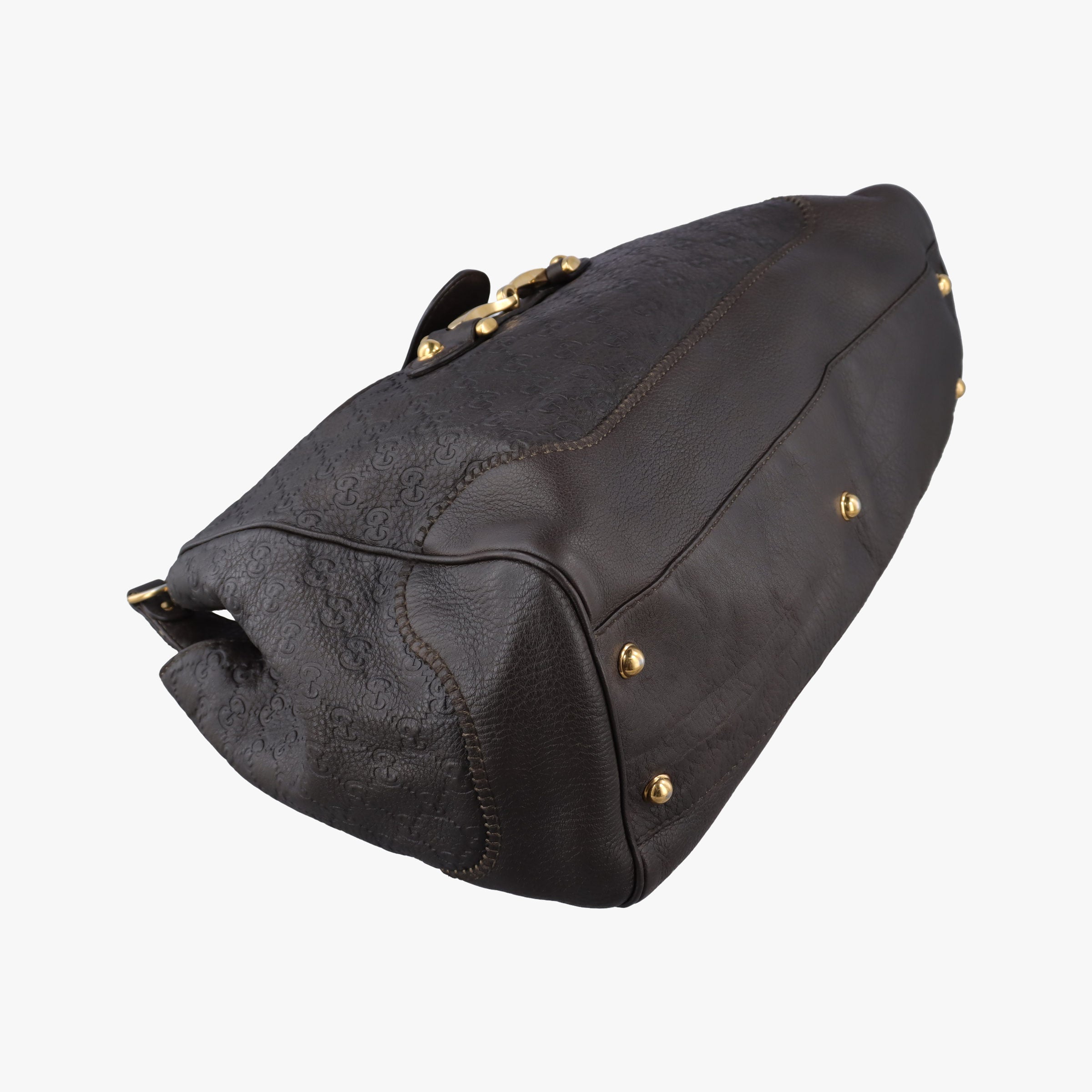 Pre-owned Gucci Guccissima New Pelham horsebit Brown leather 223958 shoulderbag | stylenewstar