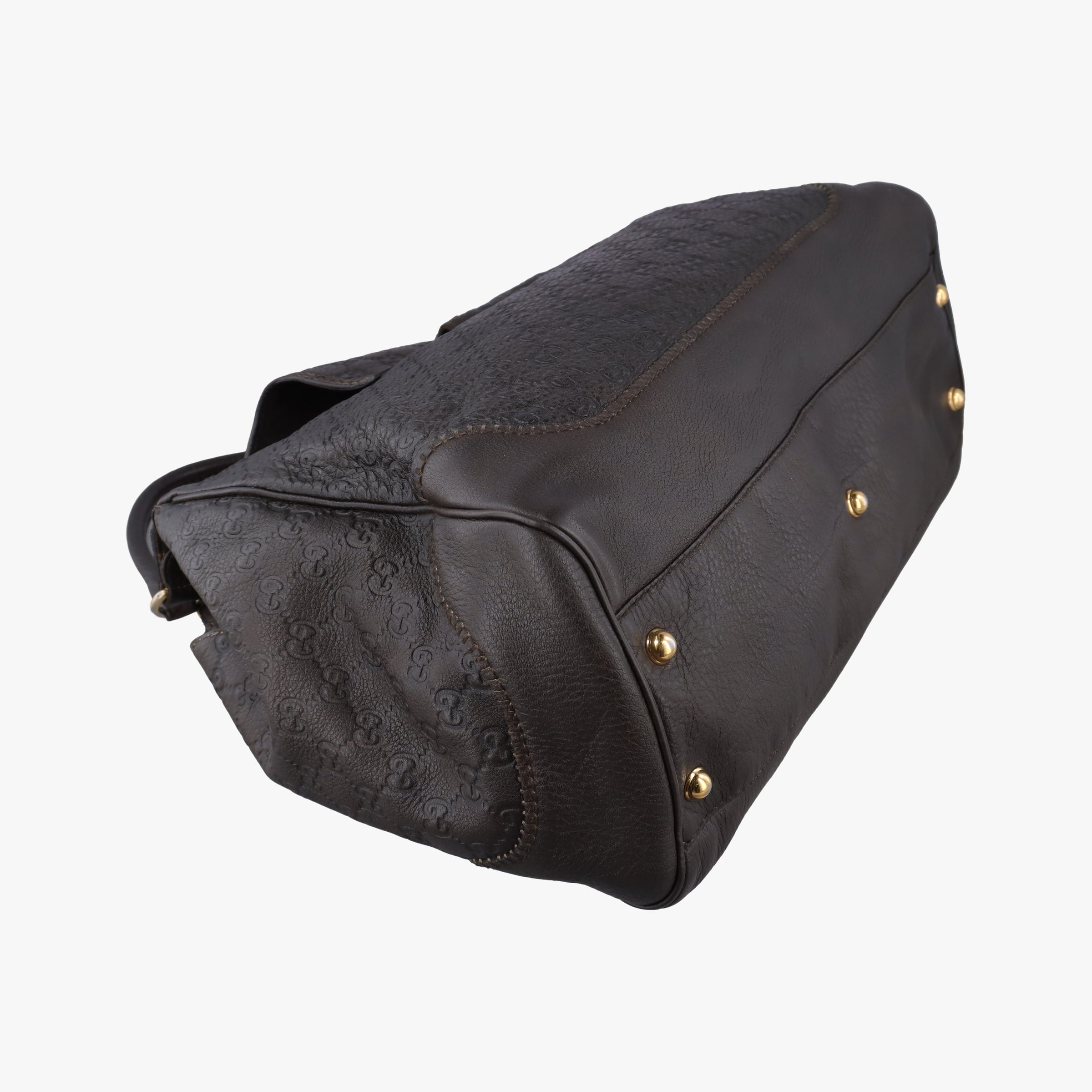 Pre-owned Gucci Guccissima New Pelham horsebit Brown leather 223958 shoulderbag | stylenewstar