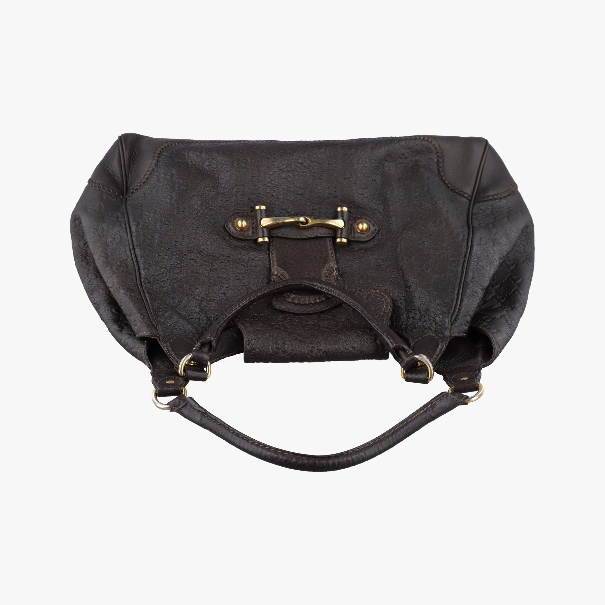 Pre-owned Gucci Guccissima New Pelham horsebit Brown leather 223958 shoulderbag | stylenewstar