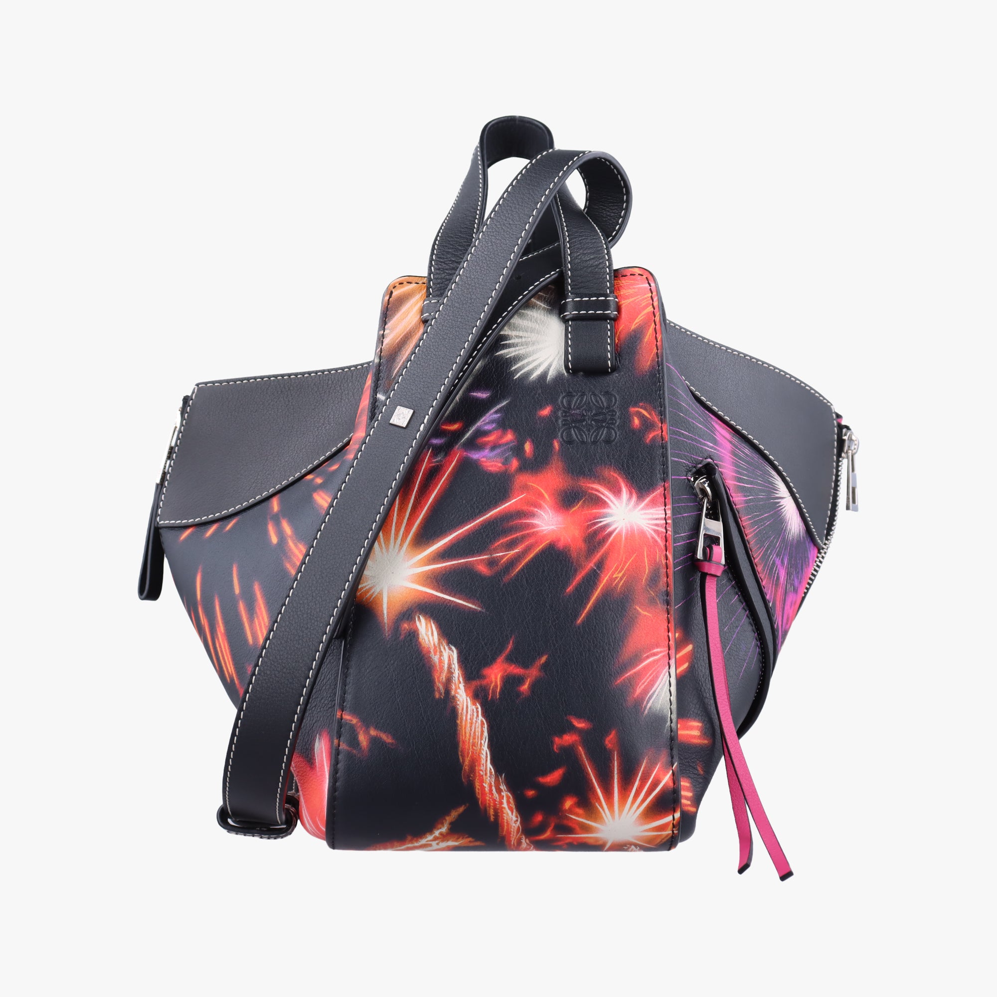Pre-owned Loewe Hammock fireworks print Black×Multicolour Leather  shoulderbag | stylenewstar