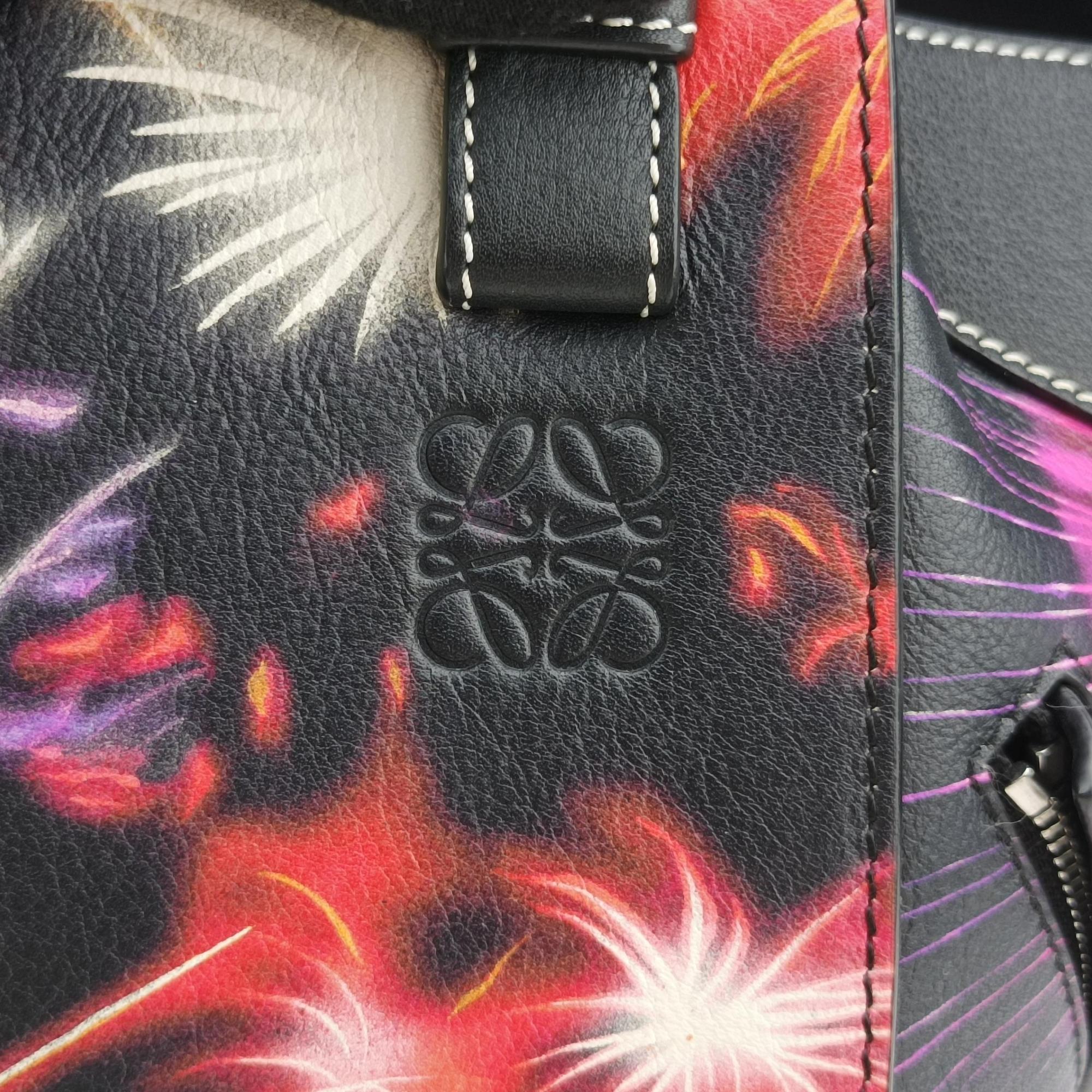 Pre-owned Loewe Hammock fireworks print Black×Multicolour Leather  shoulderbag | stylenewstar