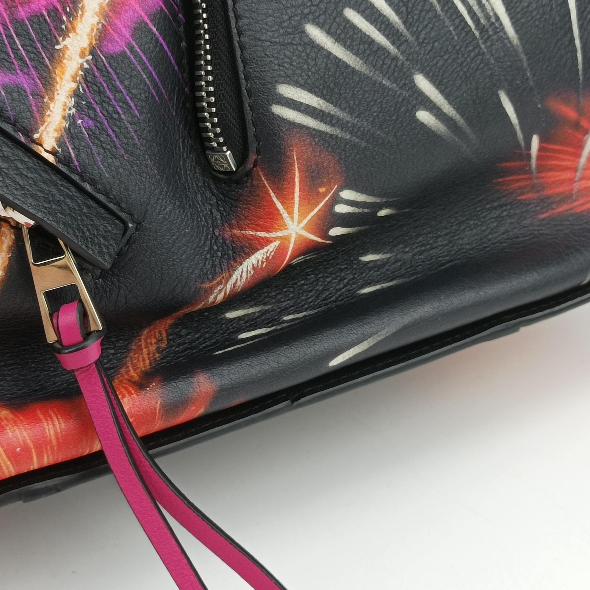 Pre-owned Loewe Hammock fireworks print Black×Multicolour Leather  shoulderbag | stylenewstar