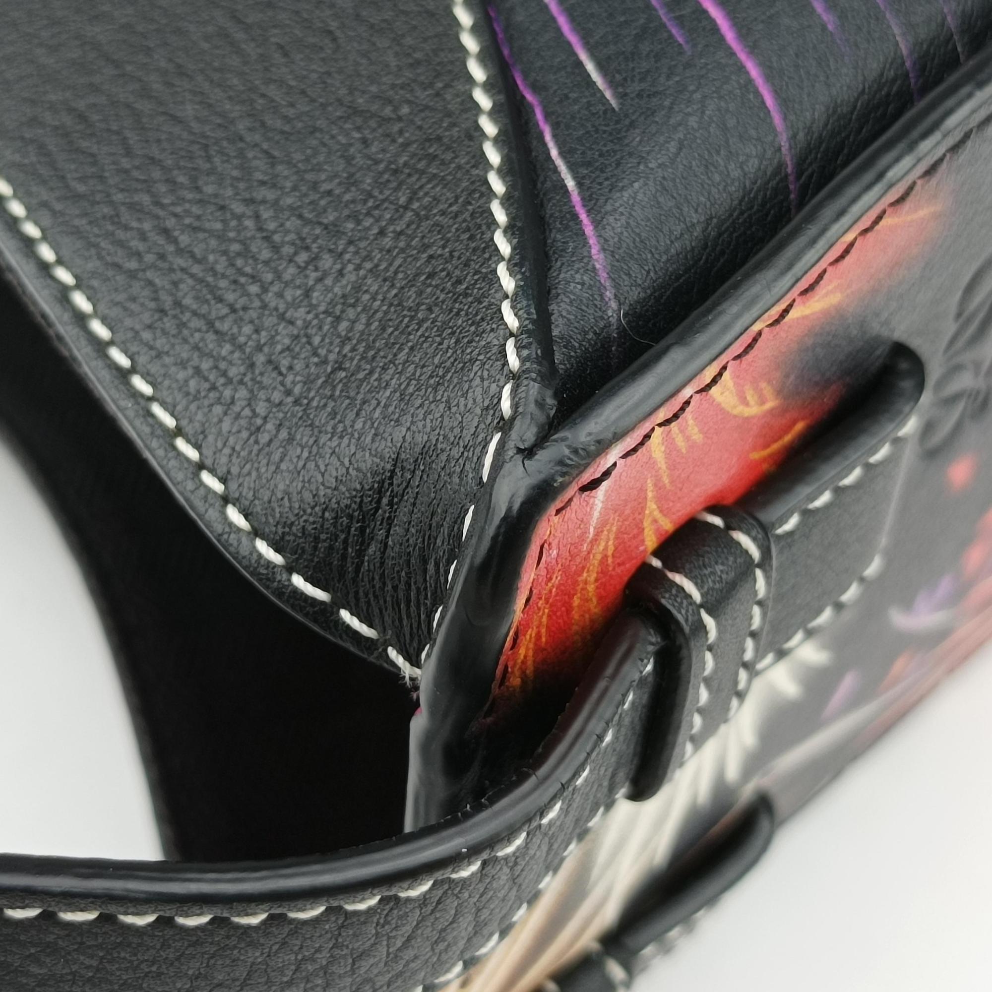 Pre-owned Loewe Hammock fireworks print Black×Multicolour Leather  shoulderbag | stylenewstar