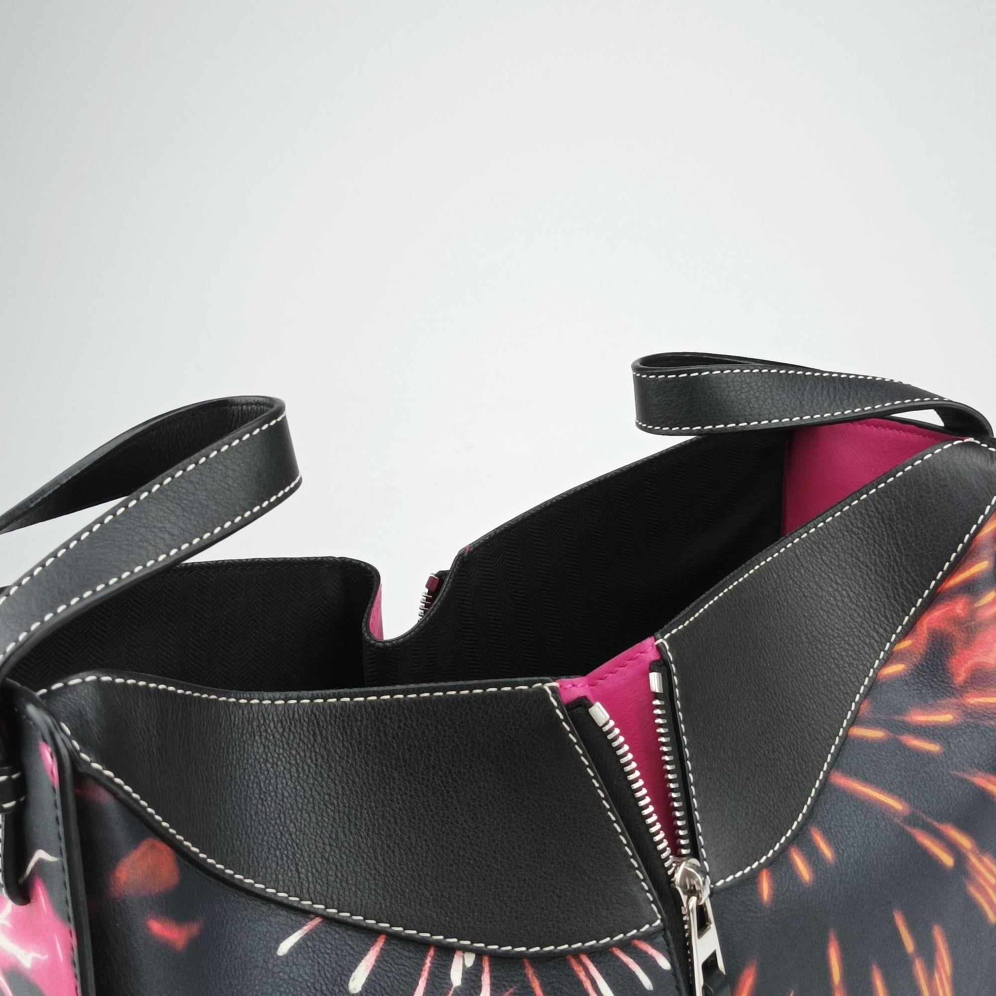 Pre-owned Loewe Hammock fireworks print Black×Multicolour Leather  shoulderbag | stylenewstar