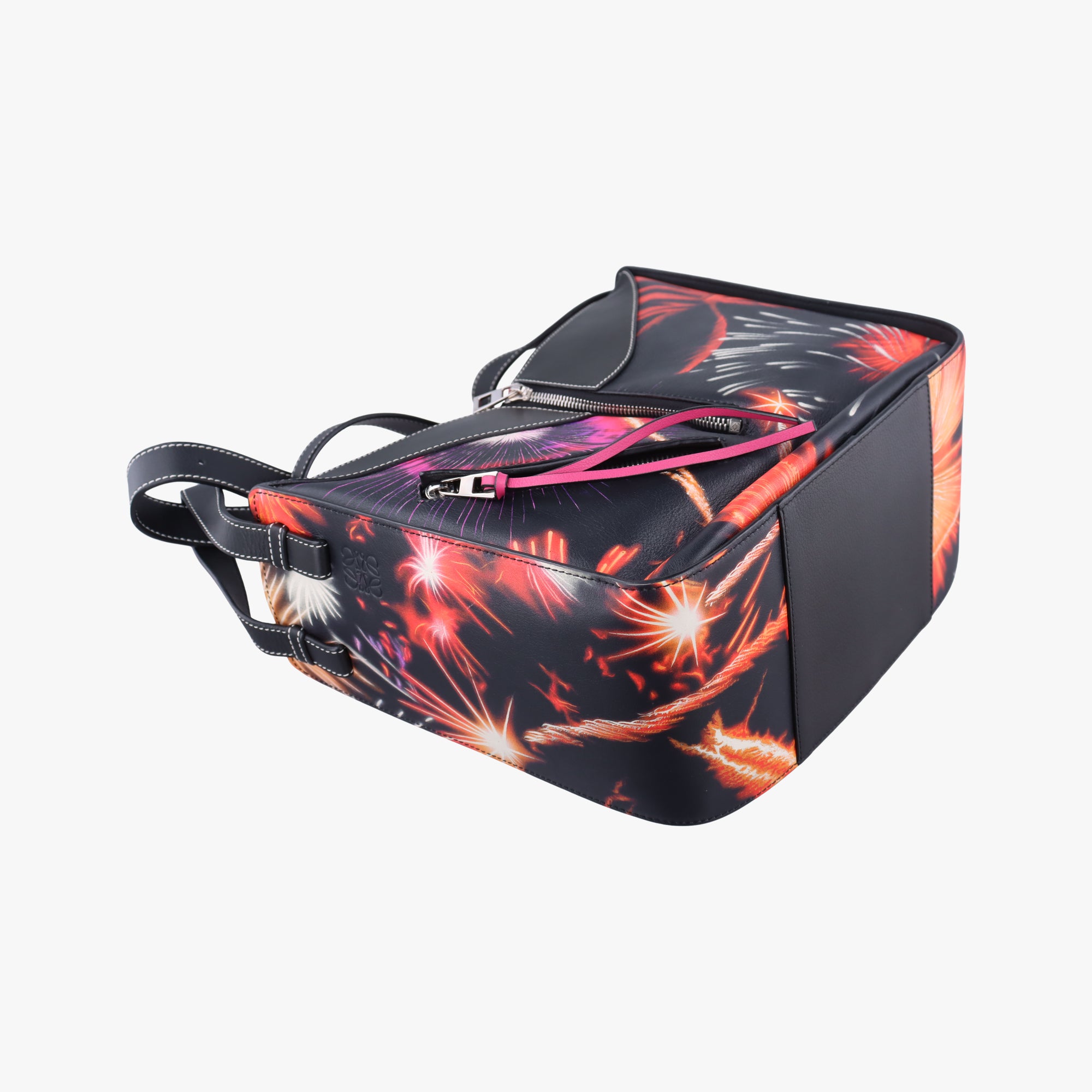 Pre-owned Loewe Hammock fireworks print Black×Multicolour Leather  shoulderbag | stylenewstar