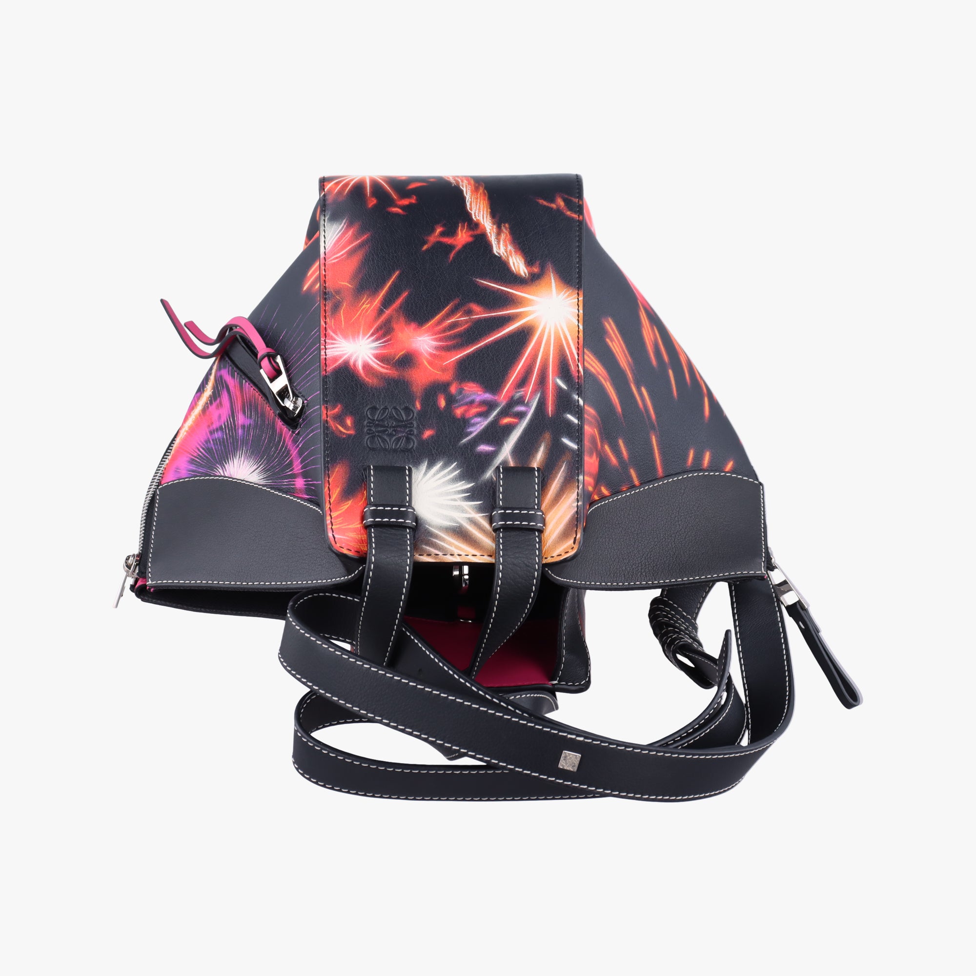 Pre-owned Loewe Hammock fireworks print Black×Multicolour Leather  shoulderbag | stylenewstar