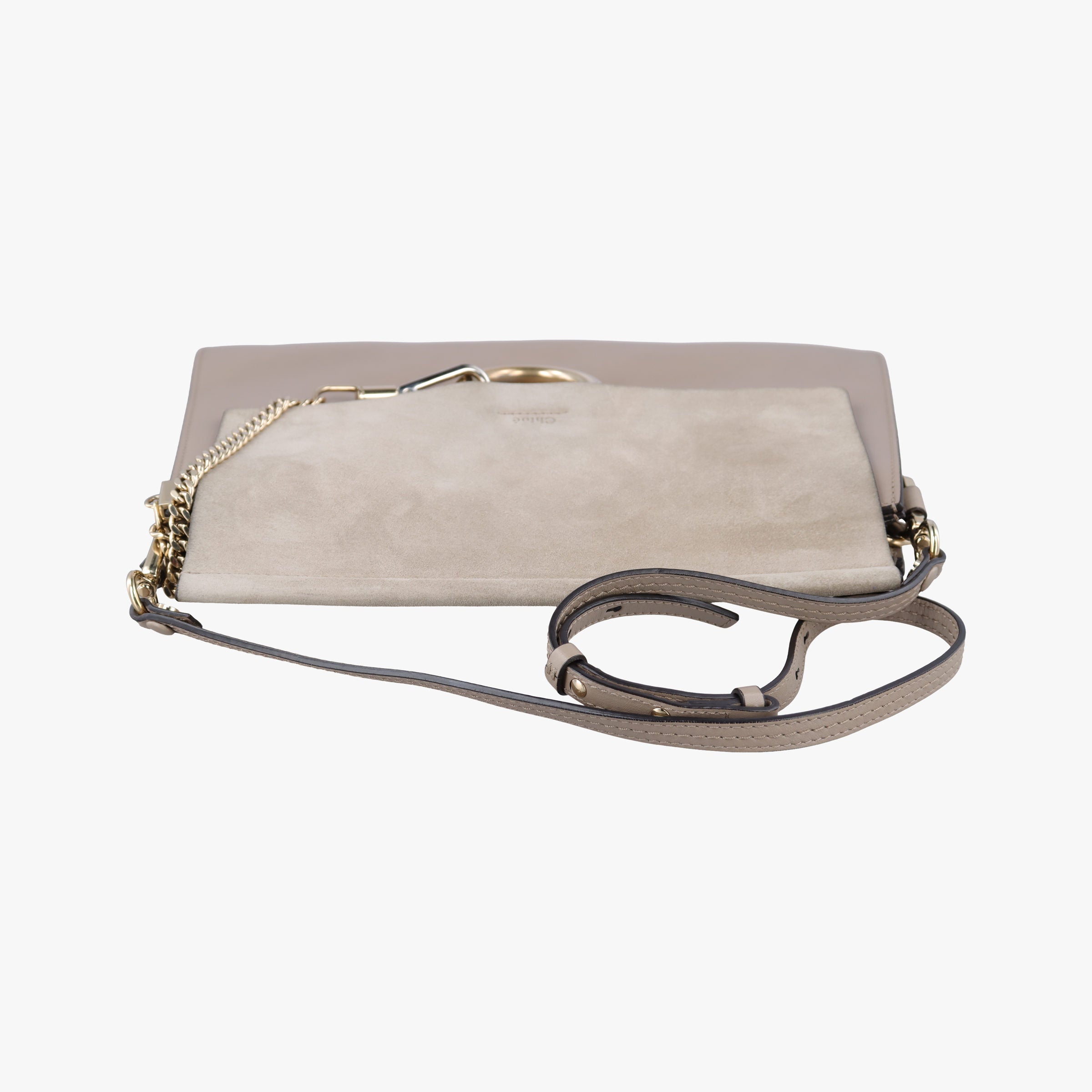 Pre-owned Chloe FAYE Grey Suede × leather  shoulderbag | stylenewstar