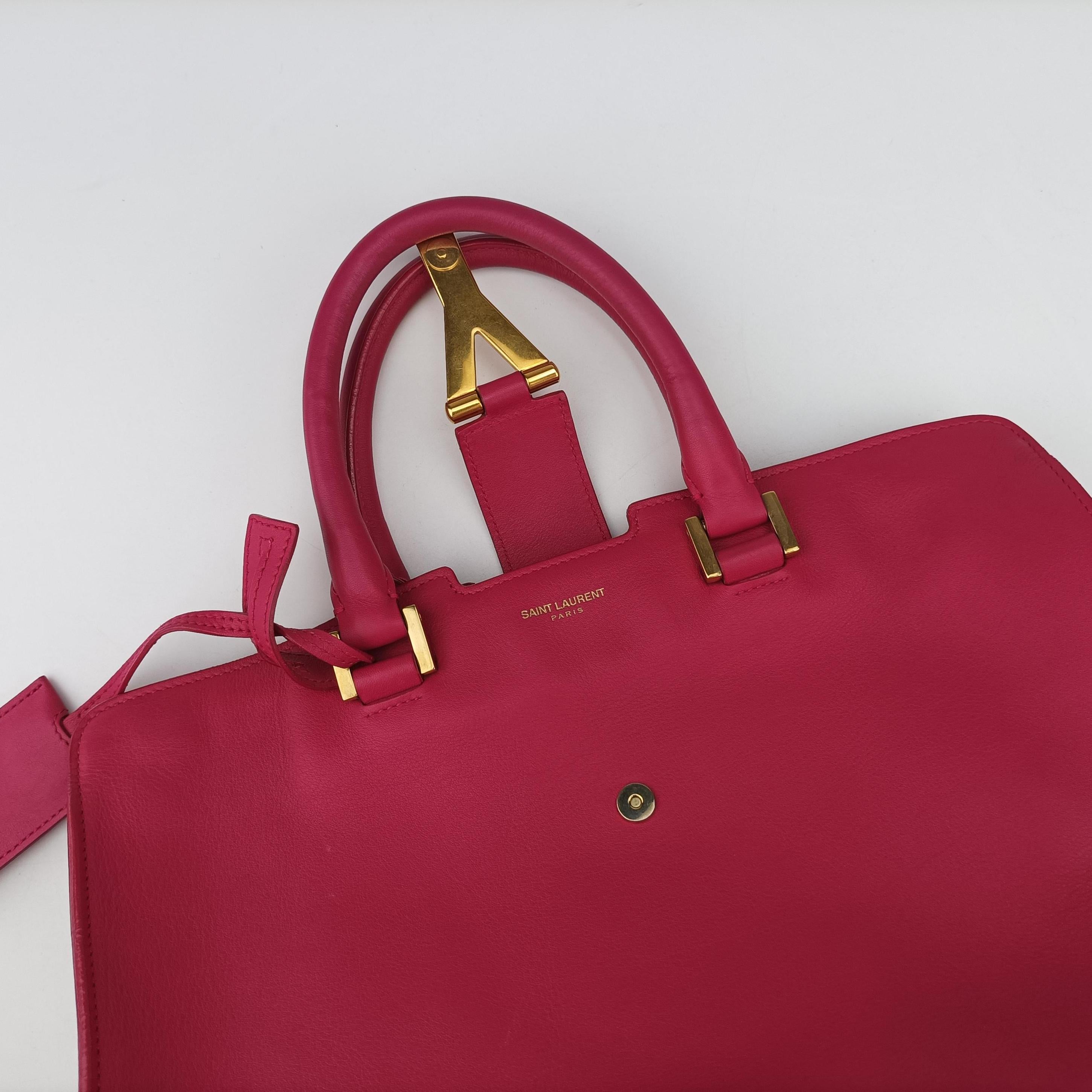 Vintage Yves Saint Laurent Y Ligne Petit Cabas Rose Red Leather 311210 shoulderbag | stylenewstar