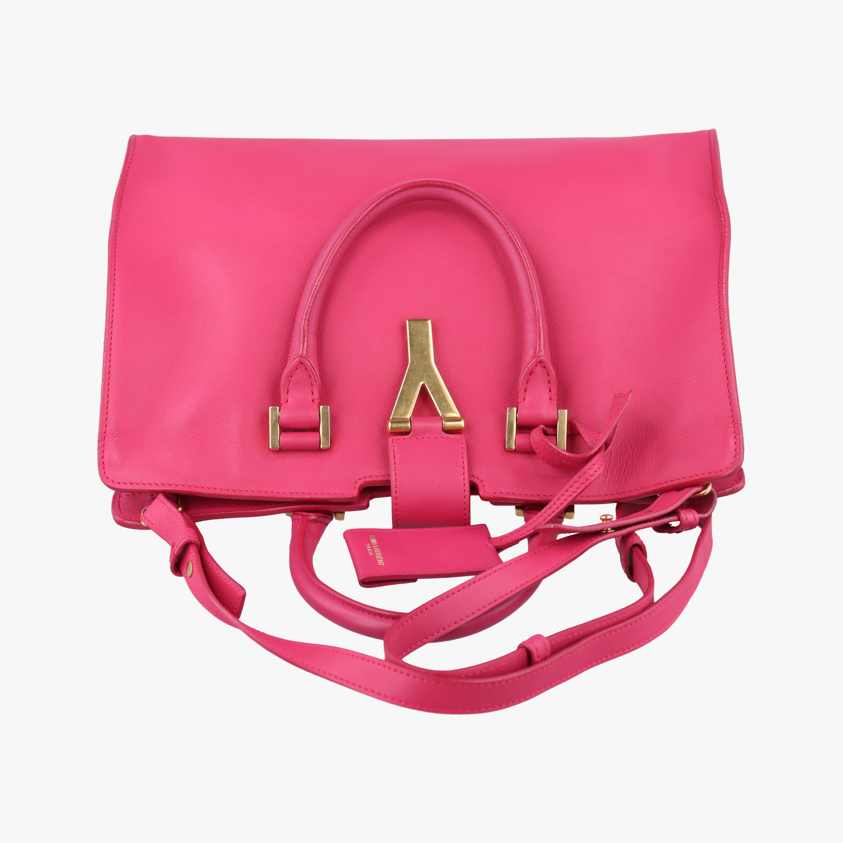 Vintage Yves Saint Laurent Y Ligne Petit Cabas Rose Red Leather 311210 shoulderbag | stylenewstar
