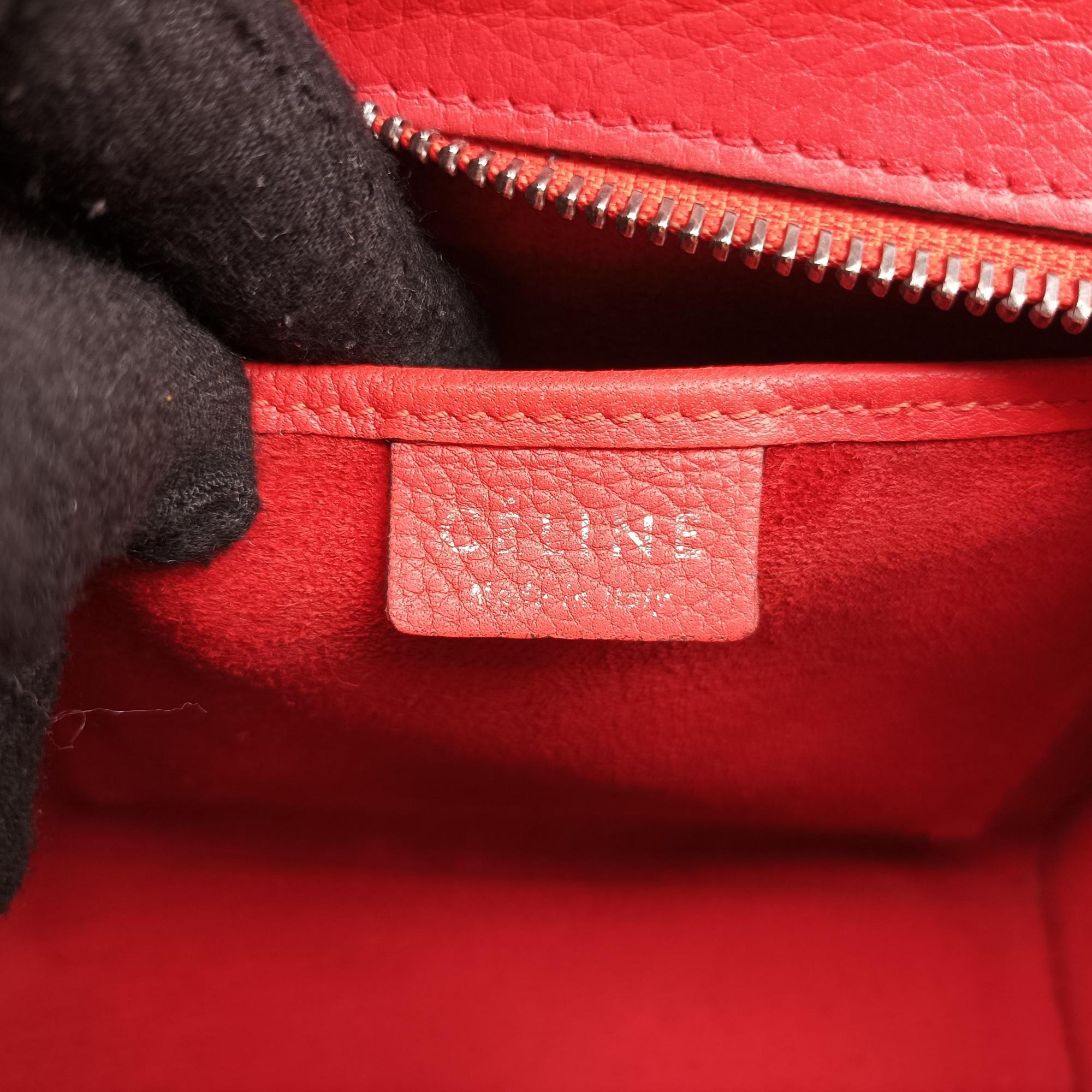 Vintage Celine luggage nano shopper Red leather  shoulderbag | stylenewstar