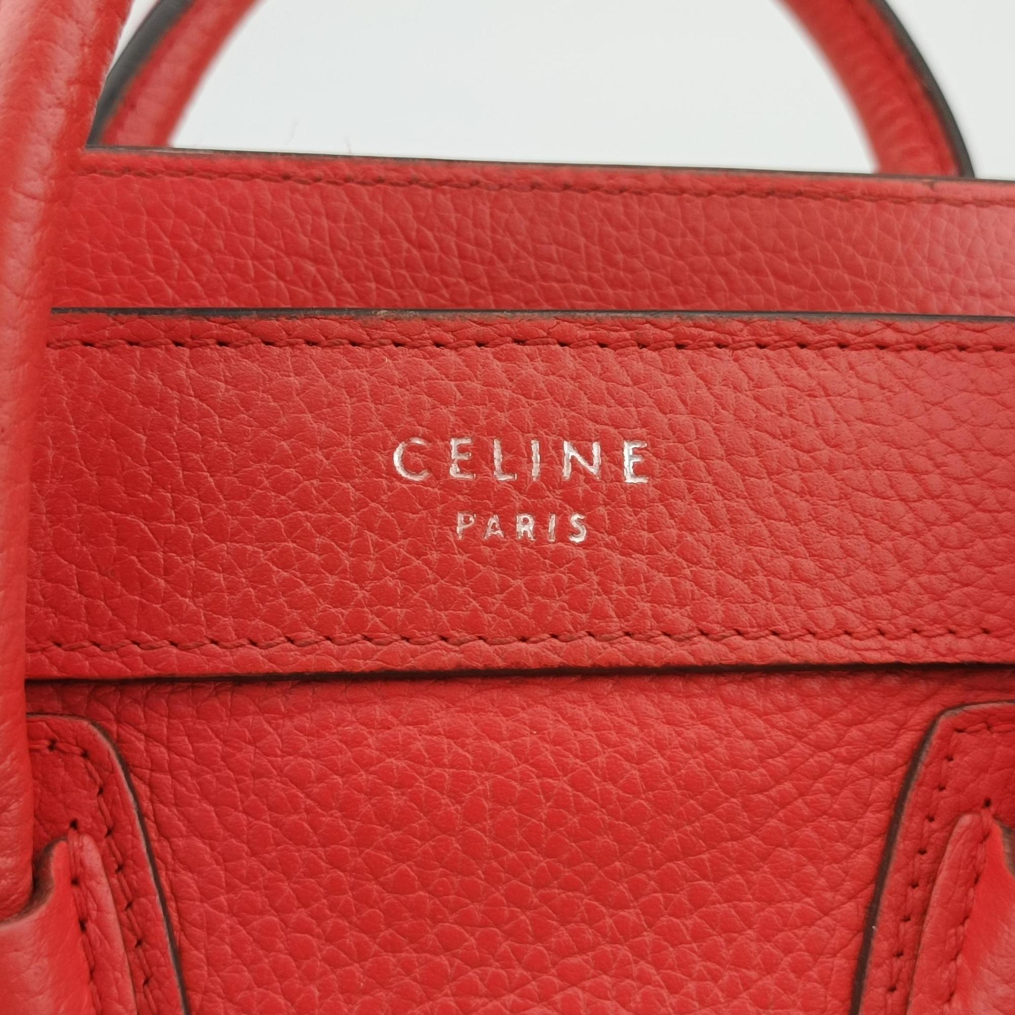 Vintage Celine luggage nano shopper Red leather  shoulderbag | stylenewstar